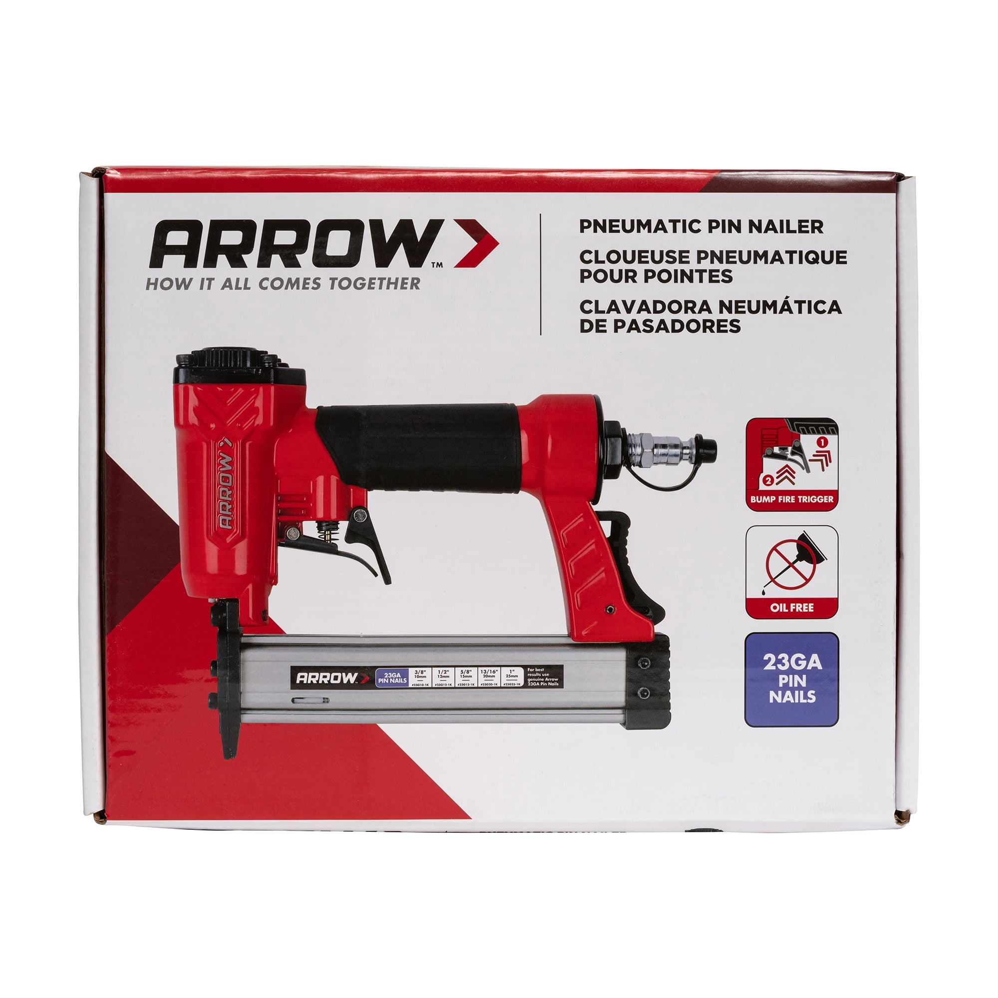 Arrow PT23G Pneumatic Pin Nailer (Red, 23 Gauge) 3mmvz