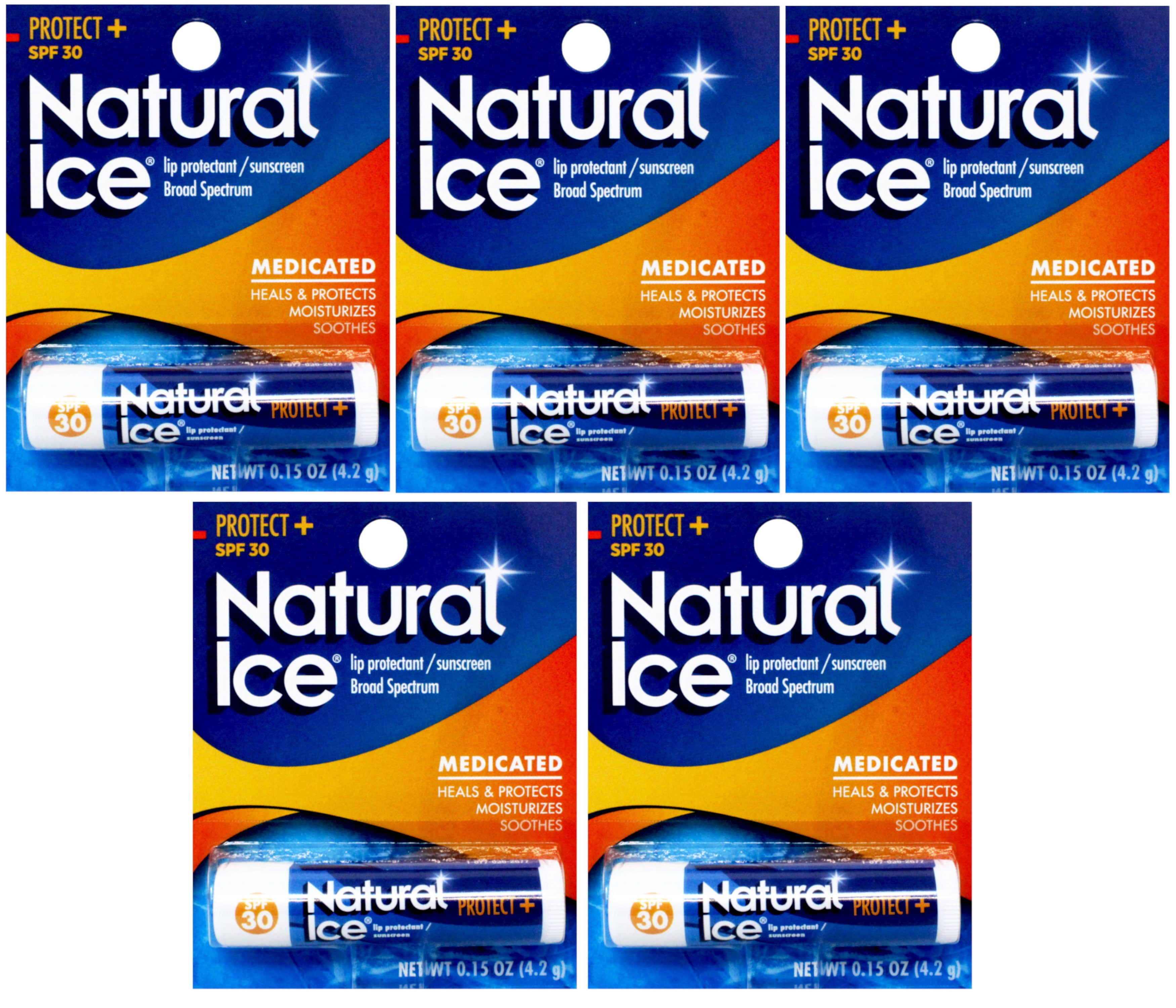 Natural Ice Medicated Lip Protectant Sunscreen SPF 30 (5 Pack, 0.15 oz) 5jsz4