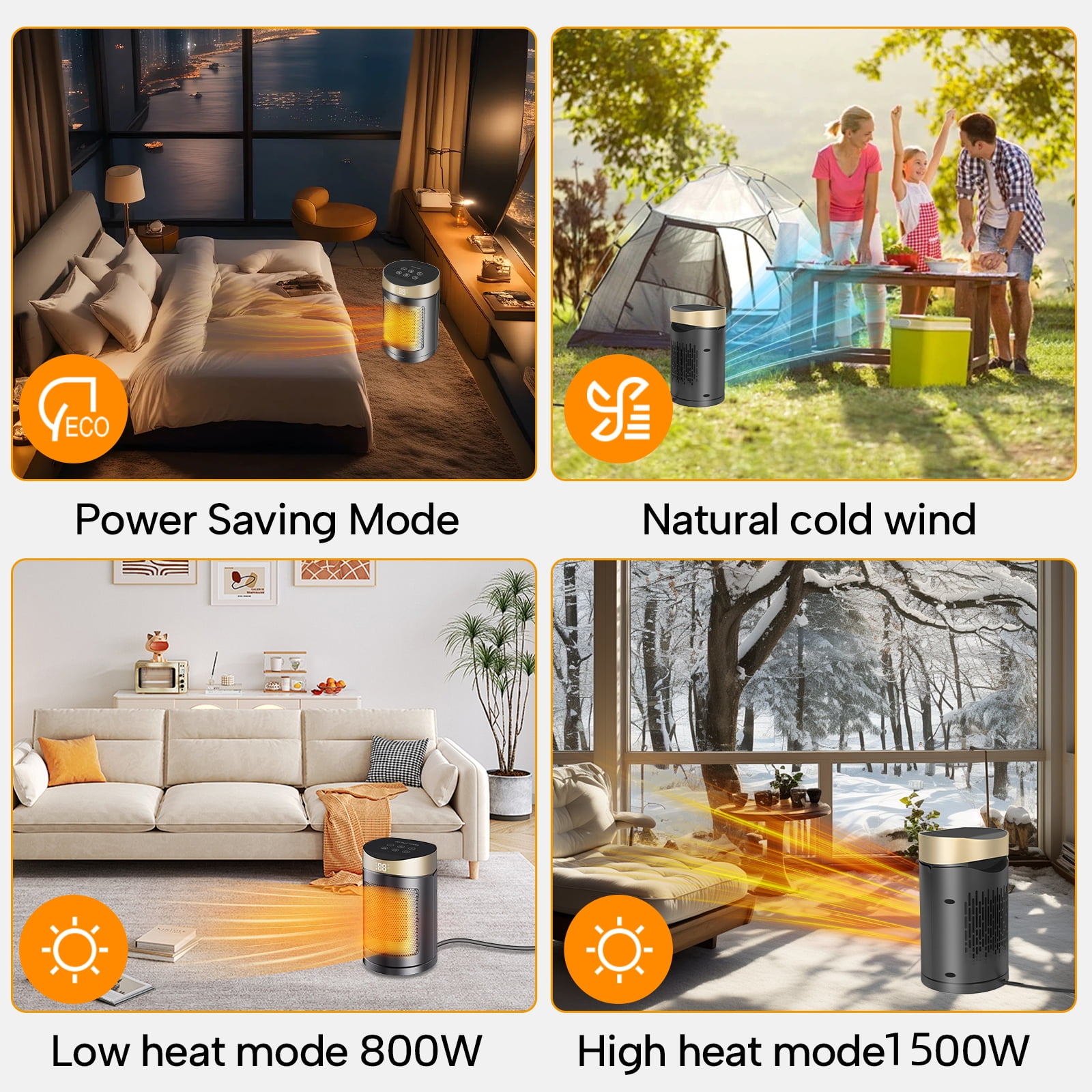 DNXNIAIFY Portable Electric Space Heater with Remote Control (Black, 1500W) ewmlq