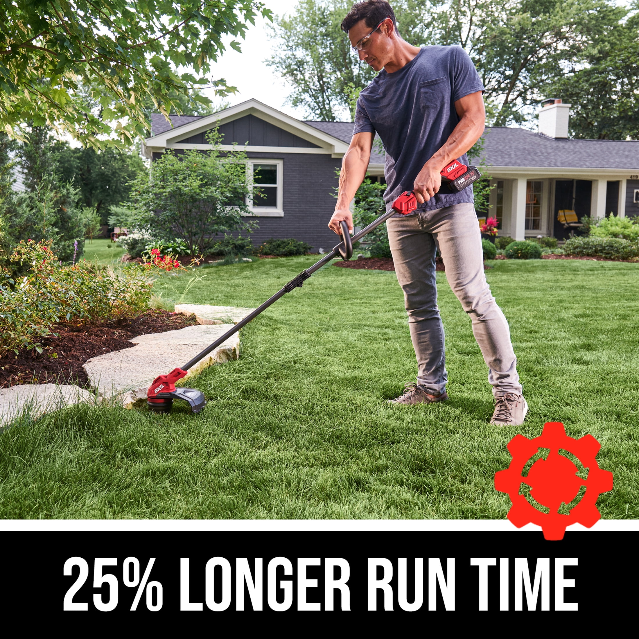 SKIL 20V Brushless Cordless String Trimmer and Leaf Blower Combo Kit (Black/Red, 13 in) hdztw