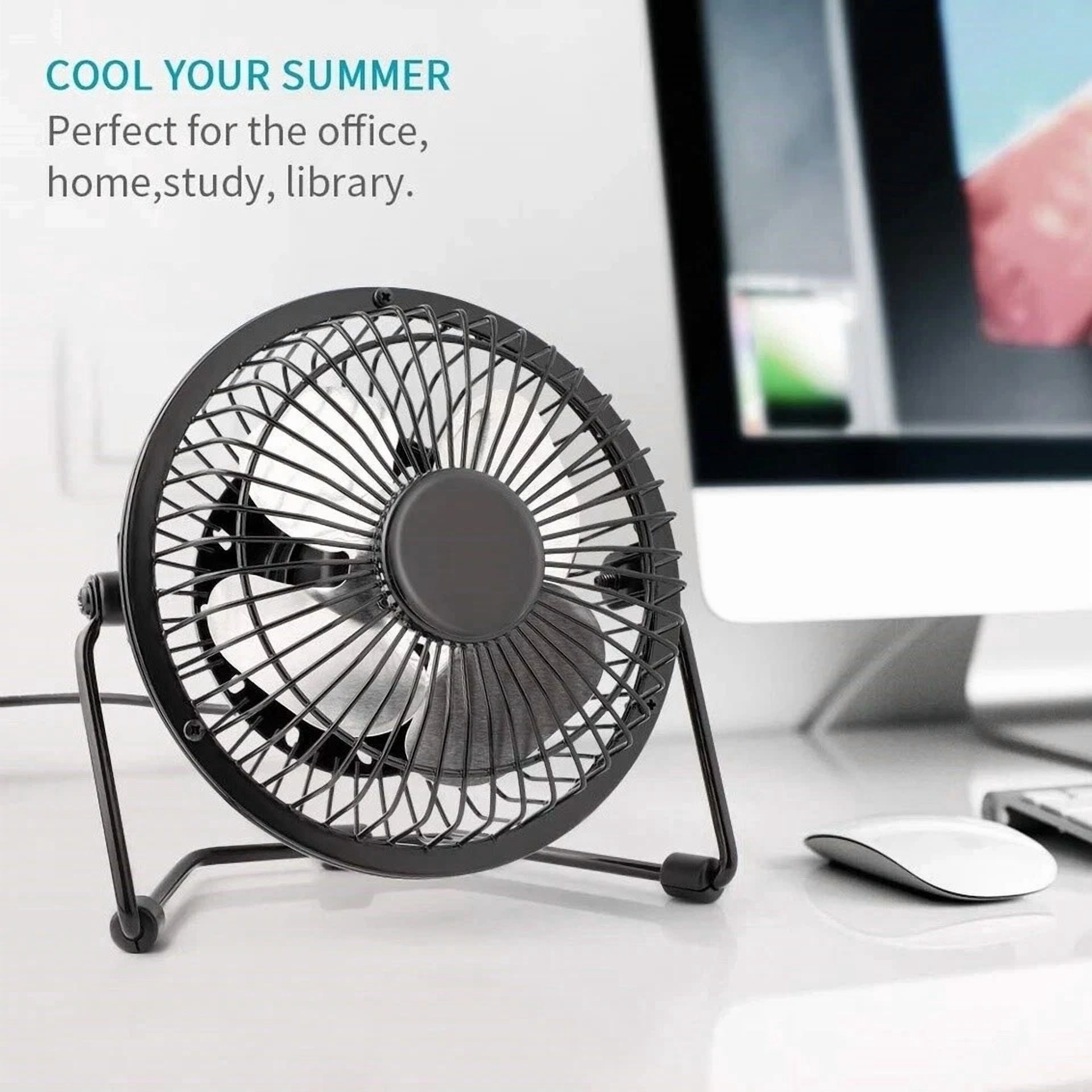 Rhea USB Desk Clip On Fan Portable Air Circulator for Office and Camping (Black, 4 in) 4kdqr