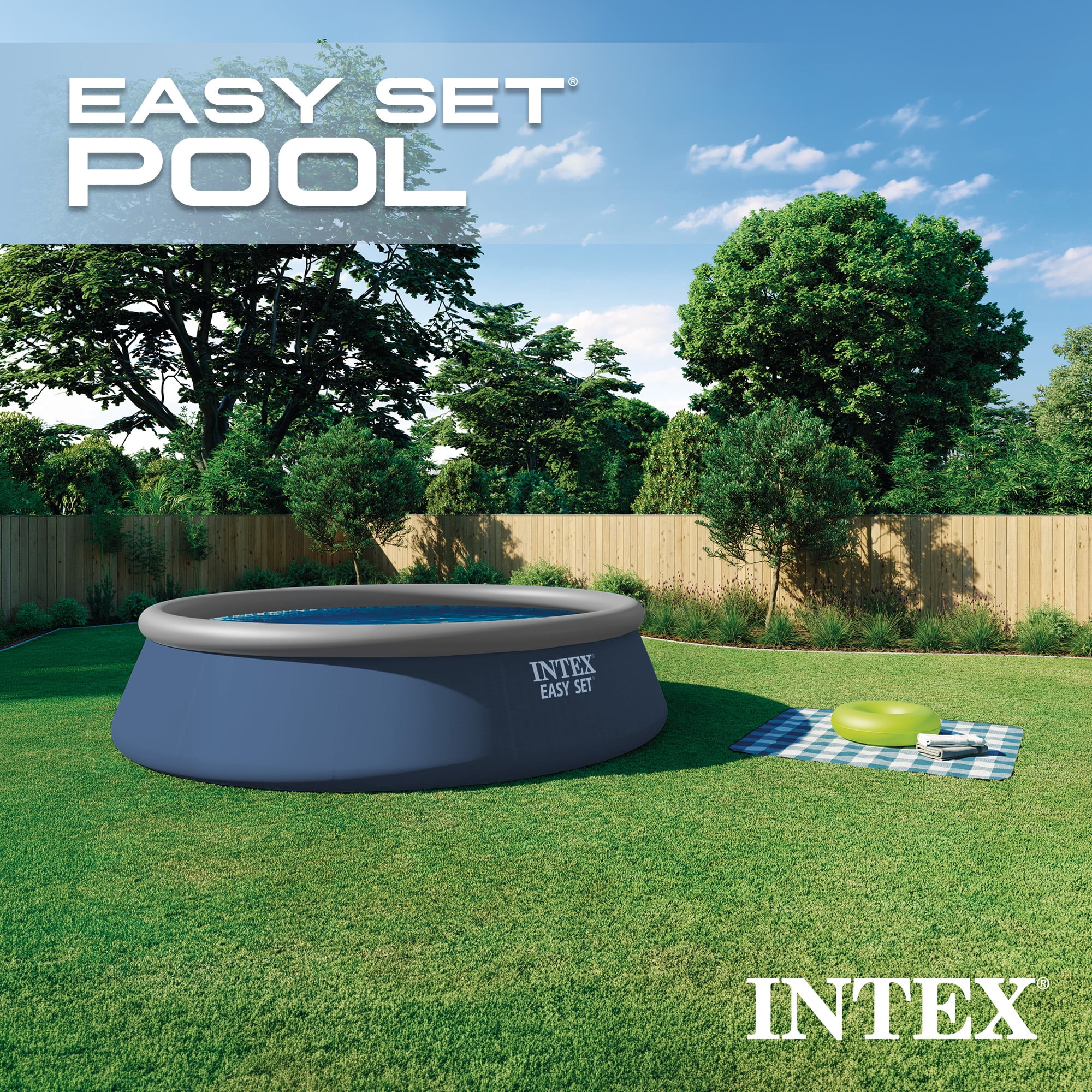 Intex Easy Set Inflatable Pool Set with Filter Pump and Accessories (15 ft x 42 in) dcwvx