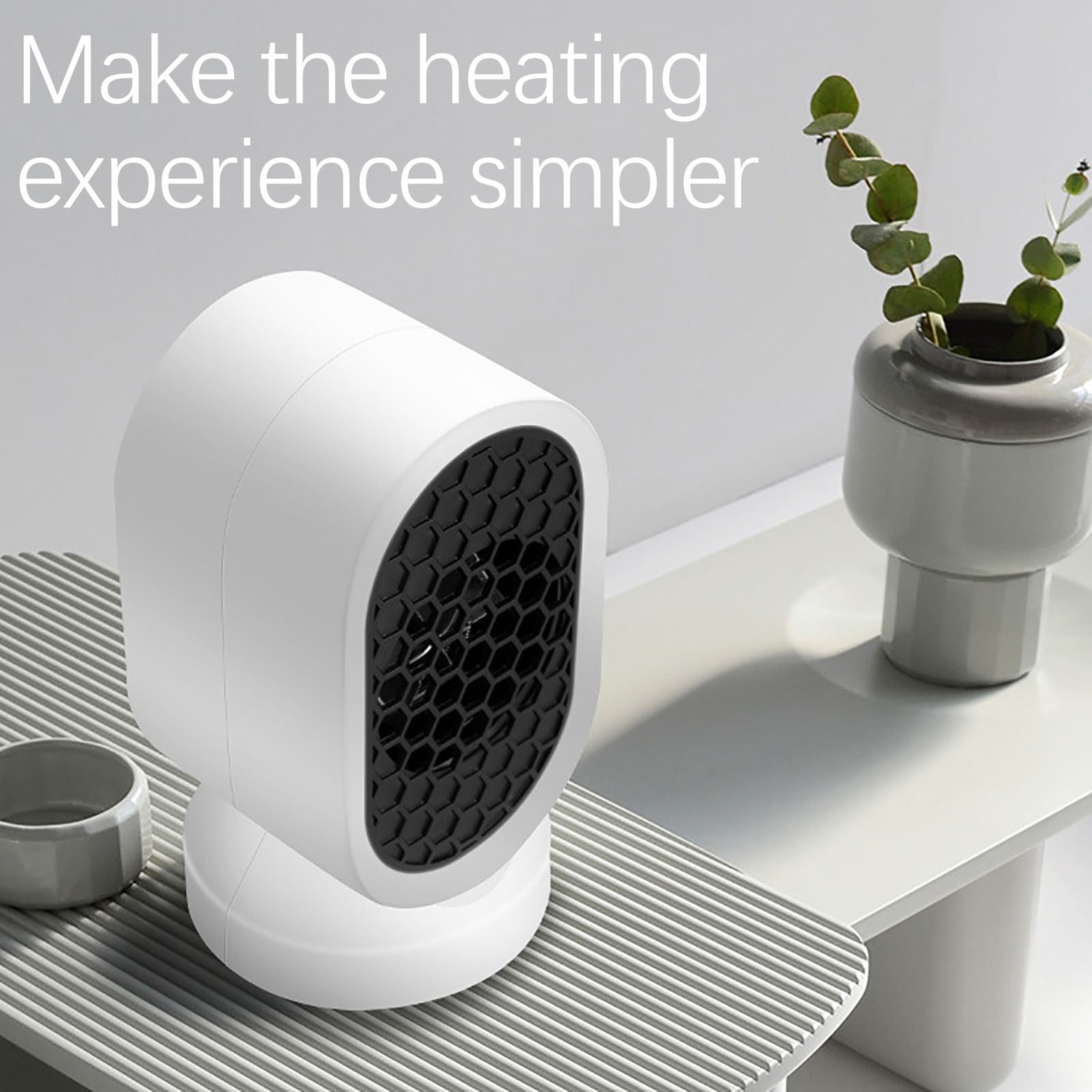 Btomtd 400W Portable Electric Space Heater for Indoor Use, Silent Desktop Heater for Bedroom and Office (White, 1 Unit) qnird