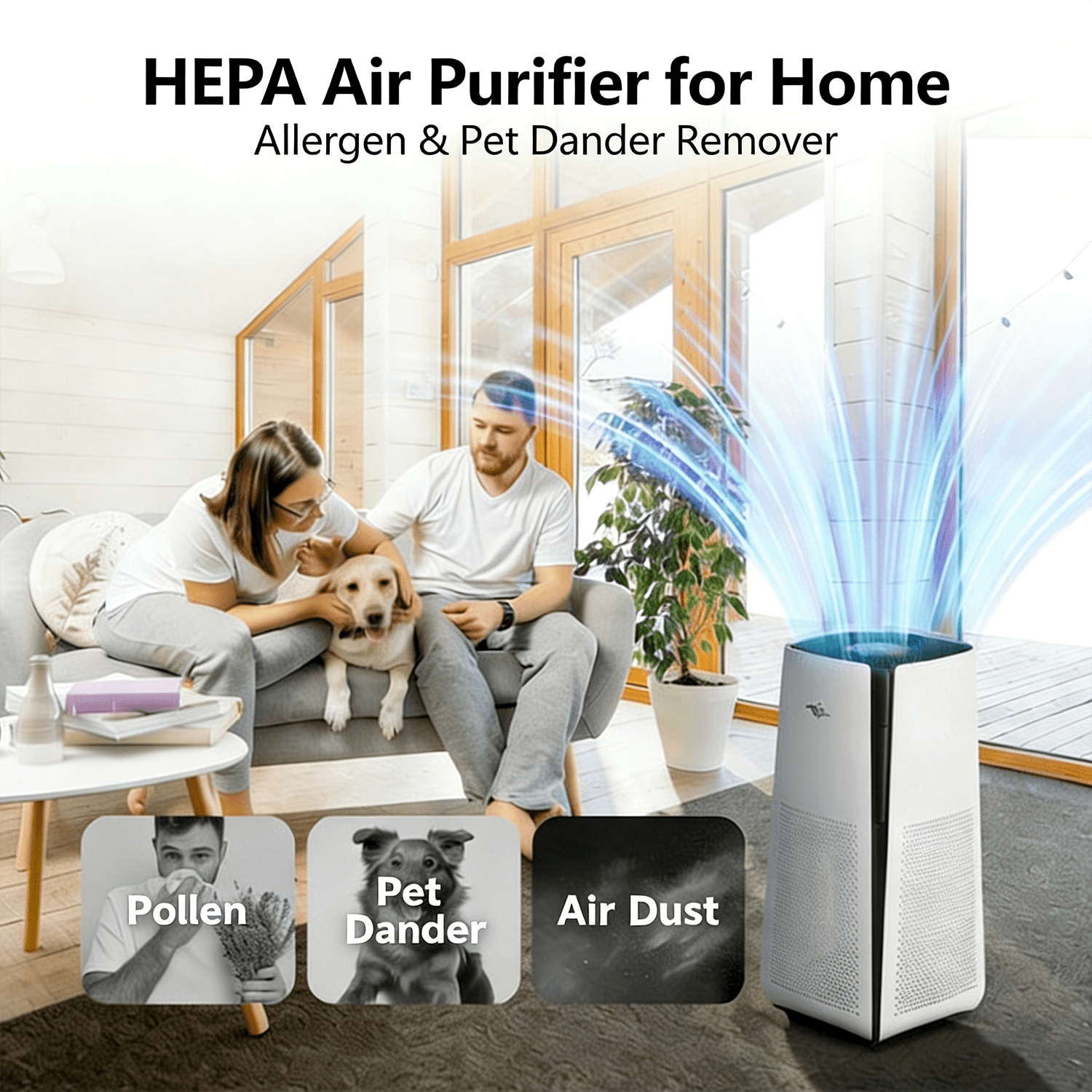 Membrane Solutions MS601W Smart Air Purifier with True HEPA Filter for Large Rooms (White, 3027 sq ft) z7jdu