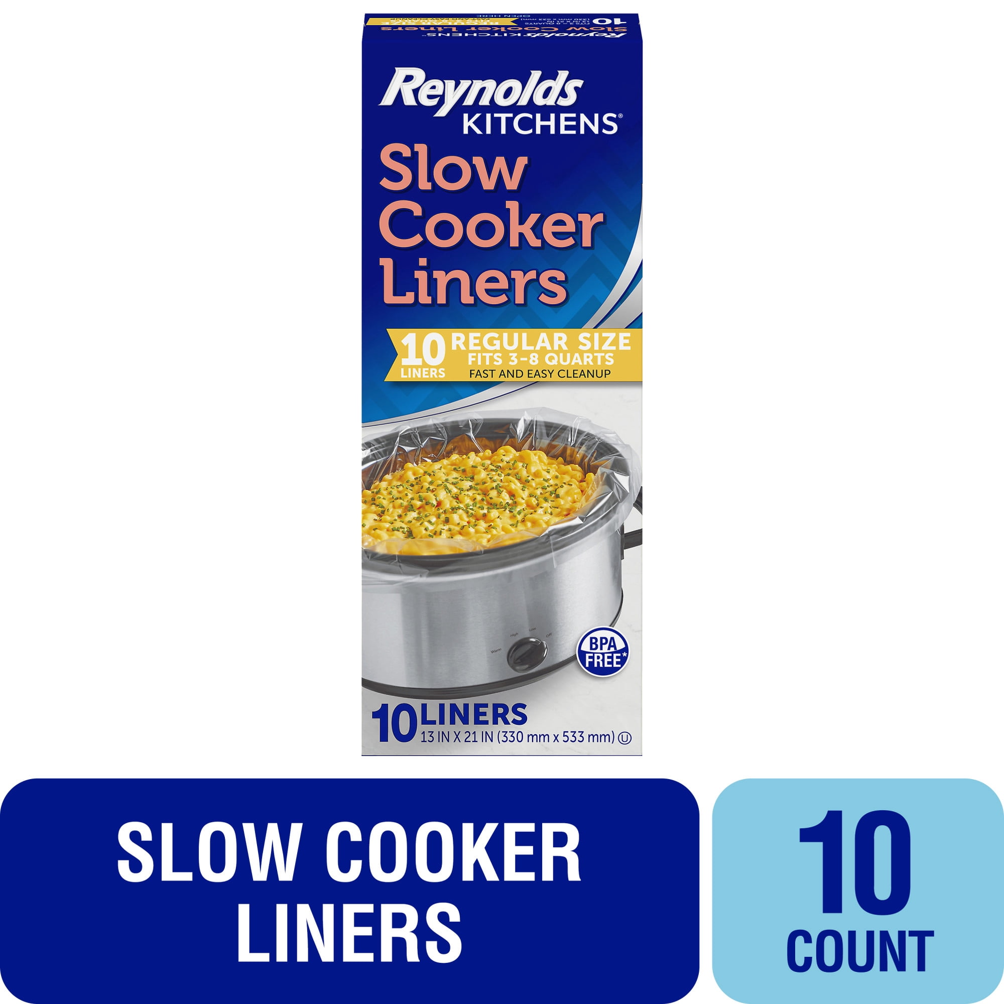 Reynolds Kitchens Slow Cooker Liners, Non-Stick Heat-Resistant Cooking Bags (Regular, 10 Count) pxvj2