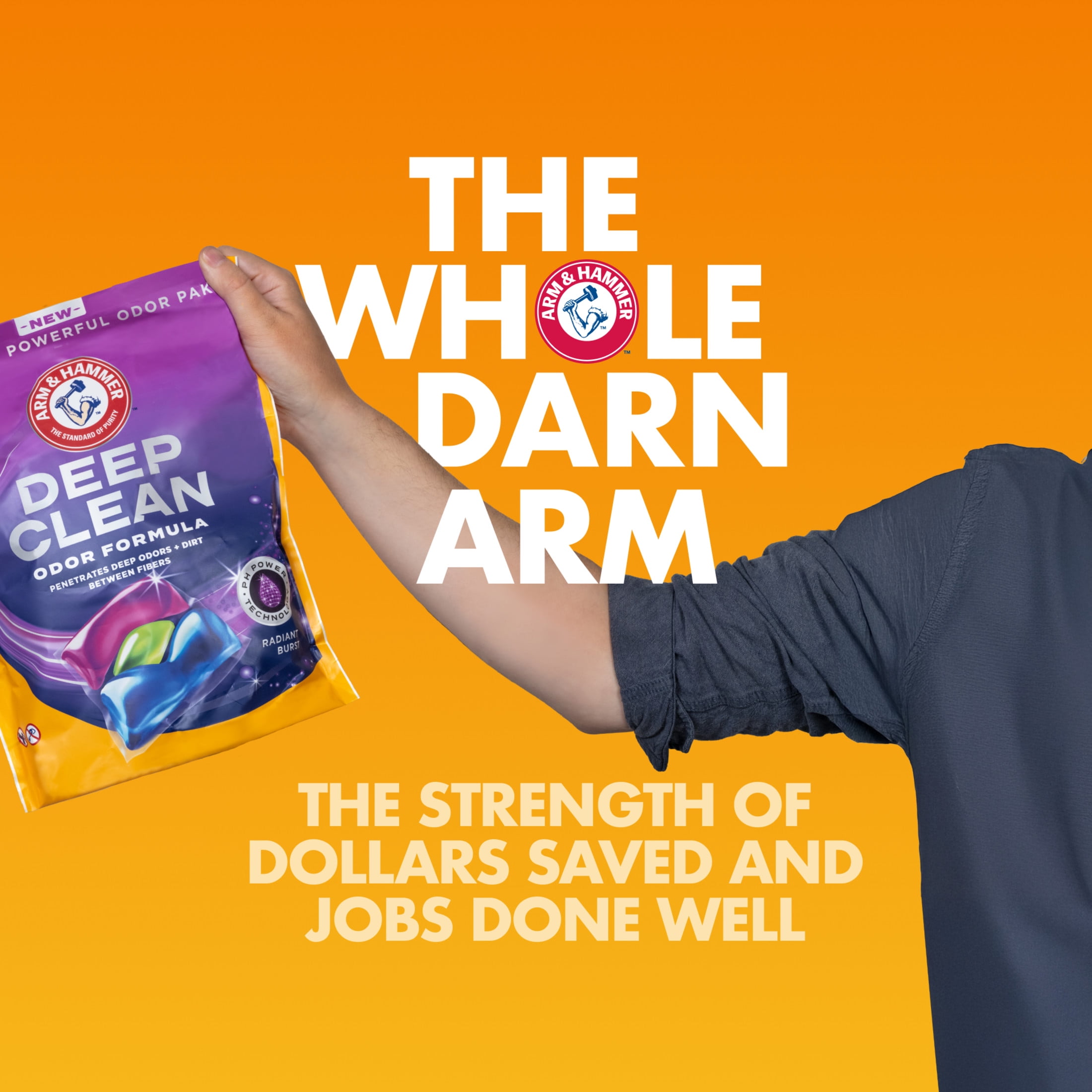 ARM & HAMMER Deep Clean Odor Formula Laundry Detergent Power Paks (Radiant Burst, 44 Count) y4gdv