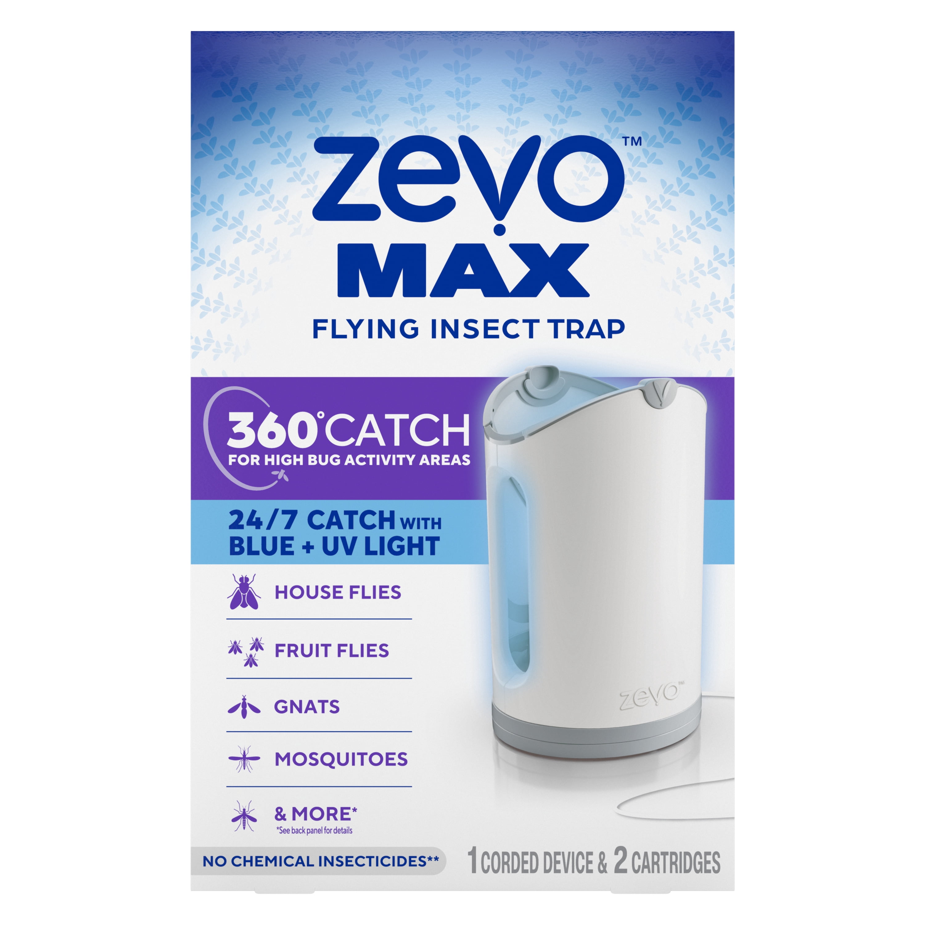 Zevo Max Indoor Flying Insect Trap (UV Light Attractant, 1 Device & 2 Cartridges) 9c2f7