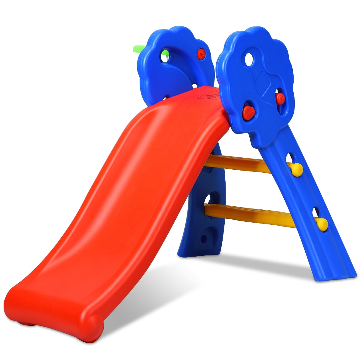 INFANS 2-Step Folding Slide with Basketball Hoop for Kids Indoor and Outdoor Play (Red) 39kw0