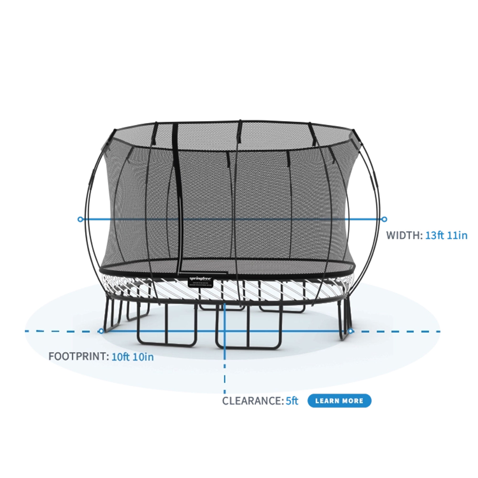 Springfree 11 Ft Large Square Backyard Trampoline with Safety Enclosure (Black, 11 ft) gulpb
