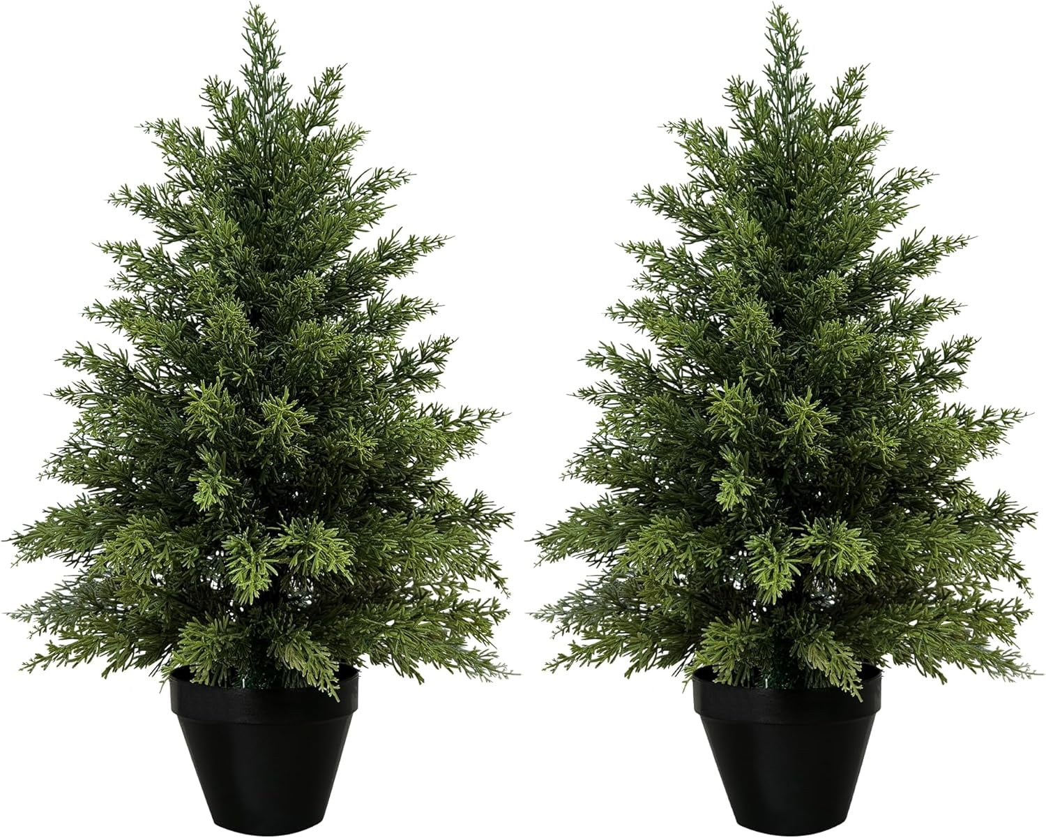 Olivivi Artificial Cedar Topiary Tree for Indoor and Outdoor Home Decor (Green, 25 in, 2 Pack) c1eu8
