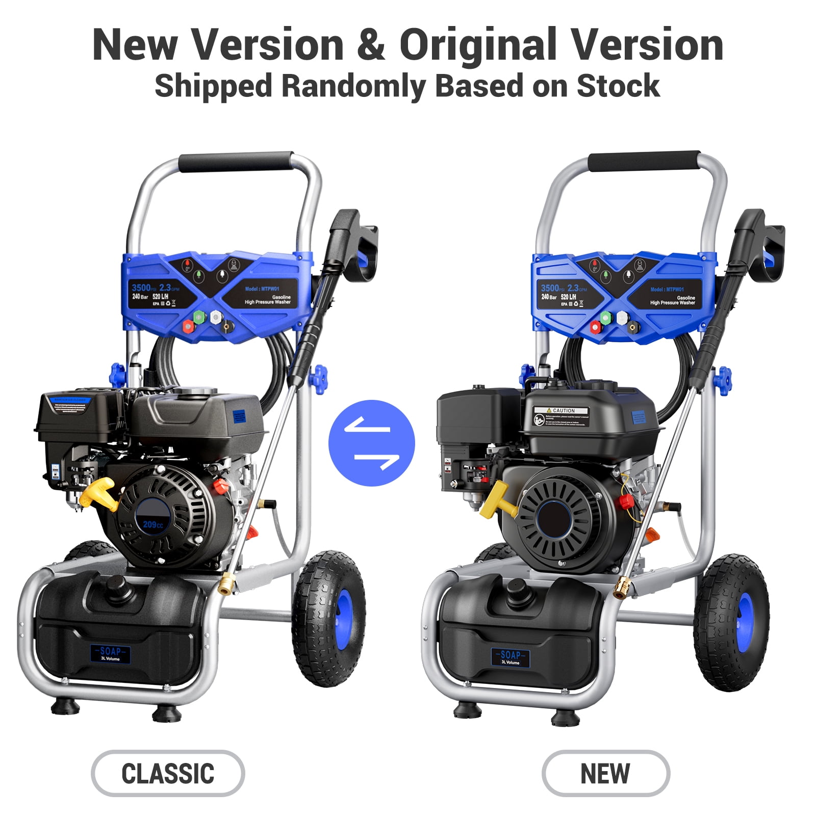 Efurden 3500 PSI Gas Pressure Washer, 212cc Engine 2.3 GPM High-Power Cleaner with 4 Quick-Connect Nozzles (Blue, 25 ft Hose) uvdru