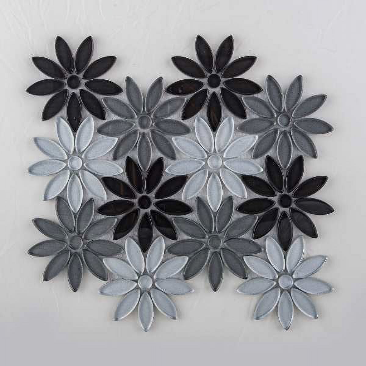 Andova Tiles Fresh Ticia Gray Floral Pattern Polished Glass Mosaic Wall and Floor Tile (Grey, 0.76 sq ft) hmht5