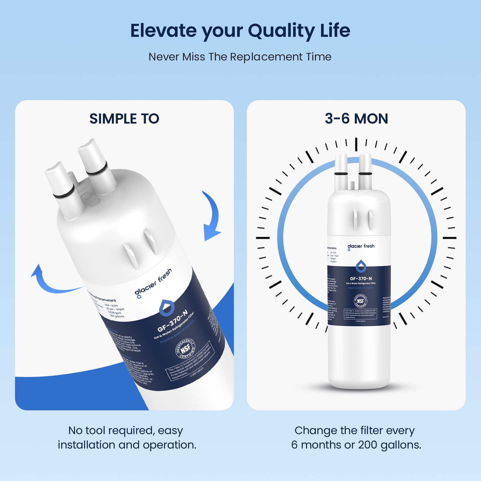 Glacier Fresh Refrigerator Water Filter Replacement for EDR1RXD1 and W10295370A (2 Pack) ko389