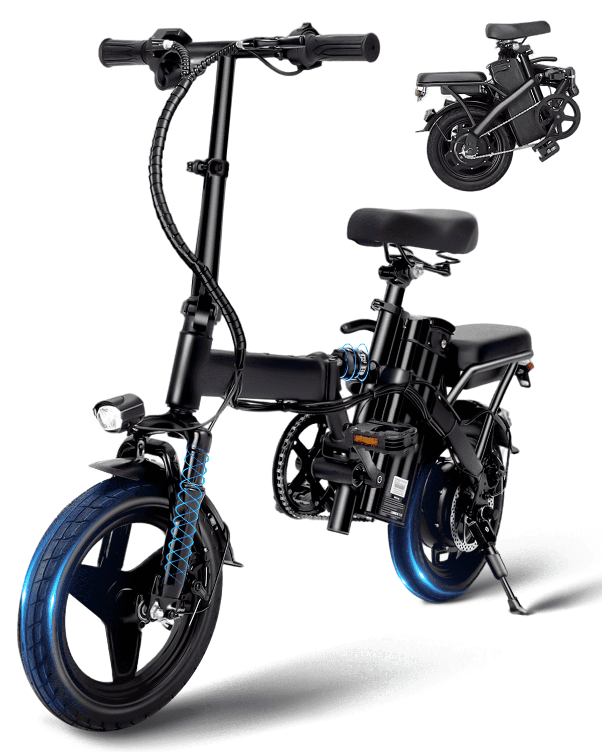 APYEAR 14 in Folding Electric Bike, 500W Commuter E-Bike for Adults, Portable Design (Black, 14 in) 27tr1