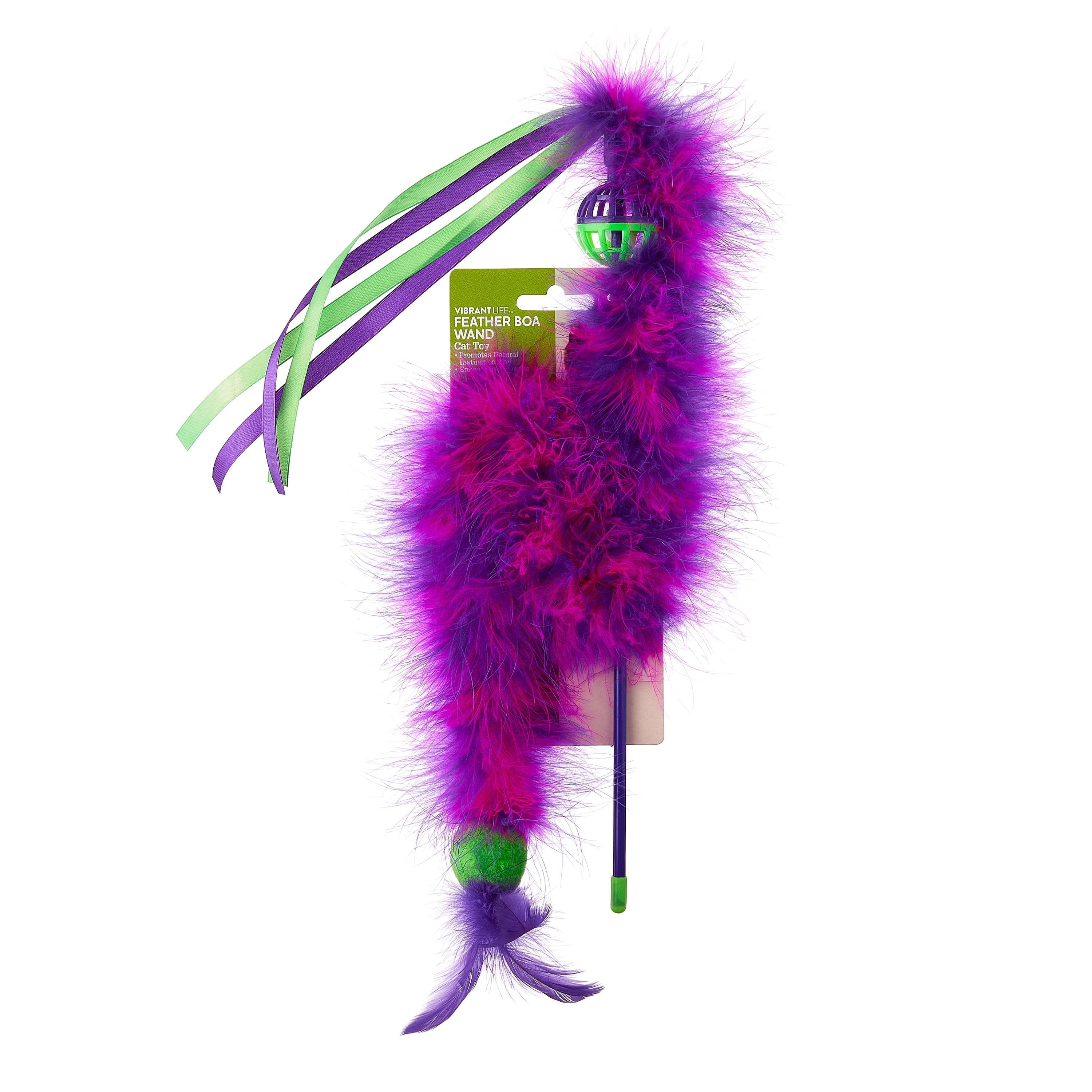 Vibrant Life Feather Wand Cat Toy Interactive Teaser with Bell (Multi-color, 1 Pack) 9gr7p