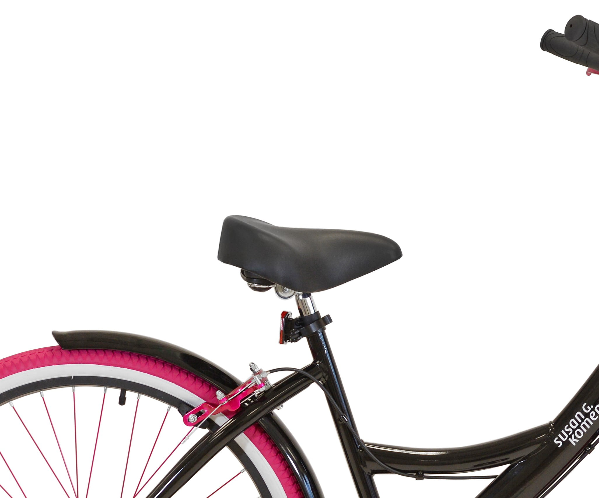 Kent Bicycles 26 in Susan G. Komen Cruiser Bike, Adult Comfort Bicycle with Basket (Black and Pink, 26 in) s81hx