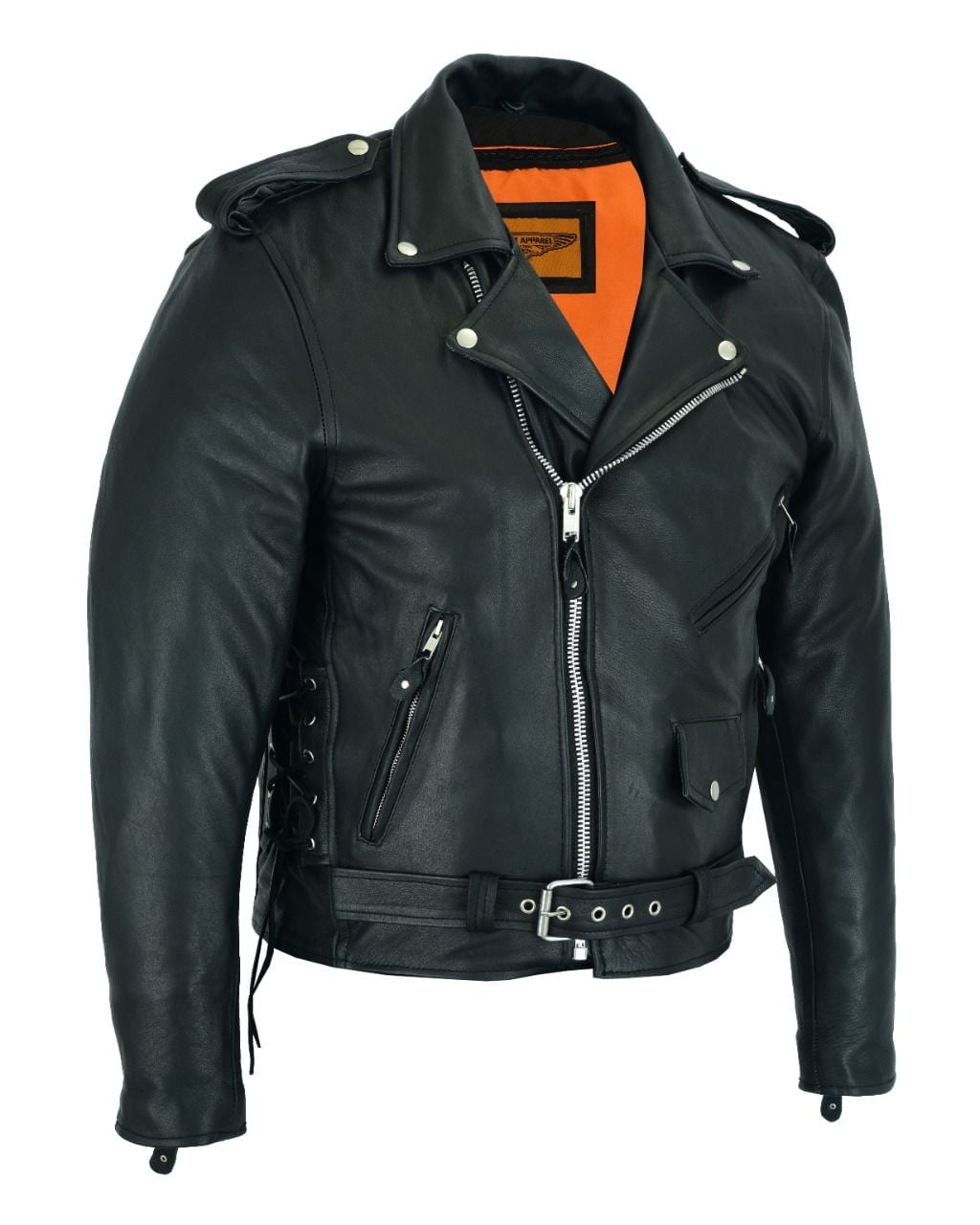 Dream Apparel Men's Genuine Cowhide Leather Motorcycle Jacket (Black, Large) qbwe6