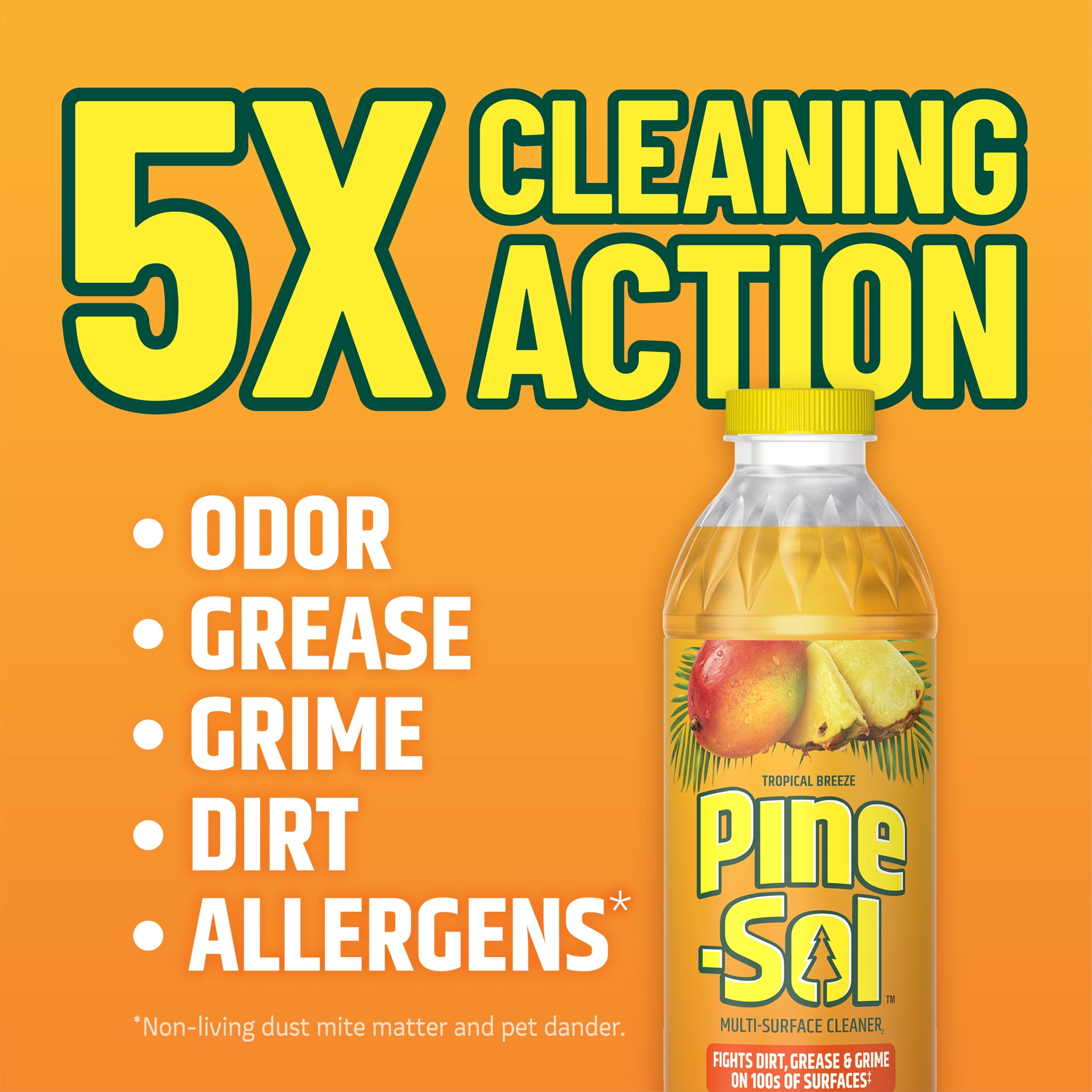 Pine-Sol Multi-Surface Cleaner, Tropical Breeze Scent, Heavy-Duty Household Degreaser (48 fl oz) 3by38