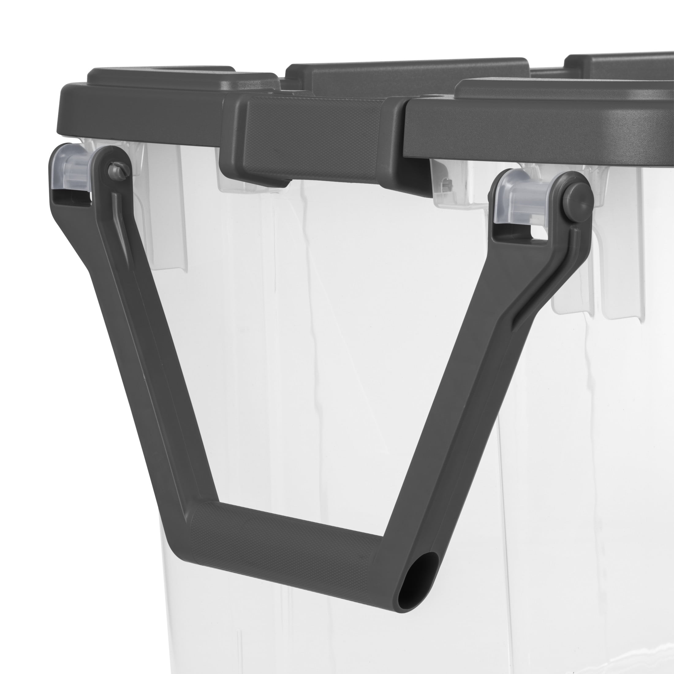 Sterilite 160 Quart Wheeled Storage Box, Extra Large Durable Plastic Bin with Latch Lid (Clear, 160 Quart) 1h5xi