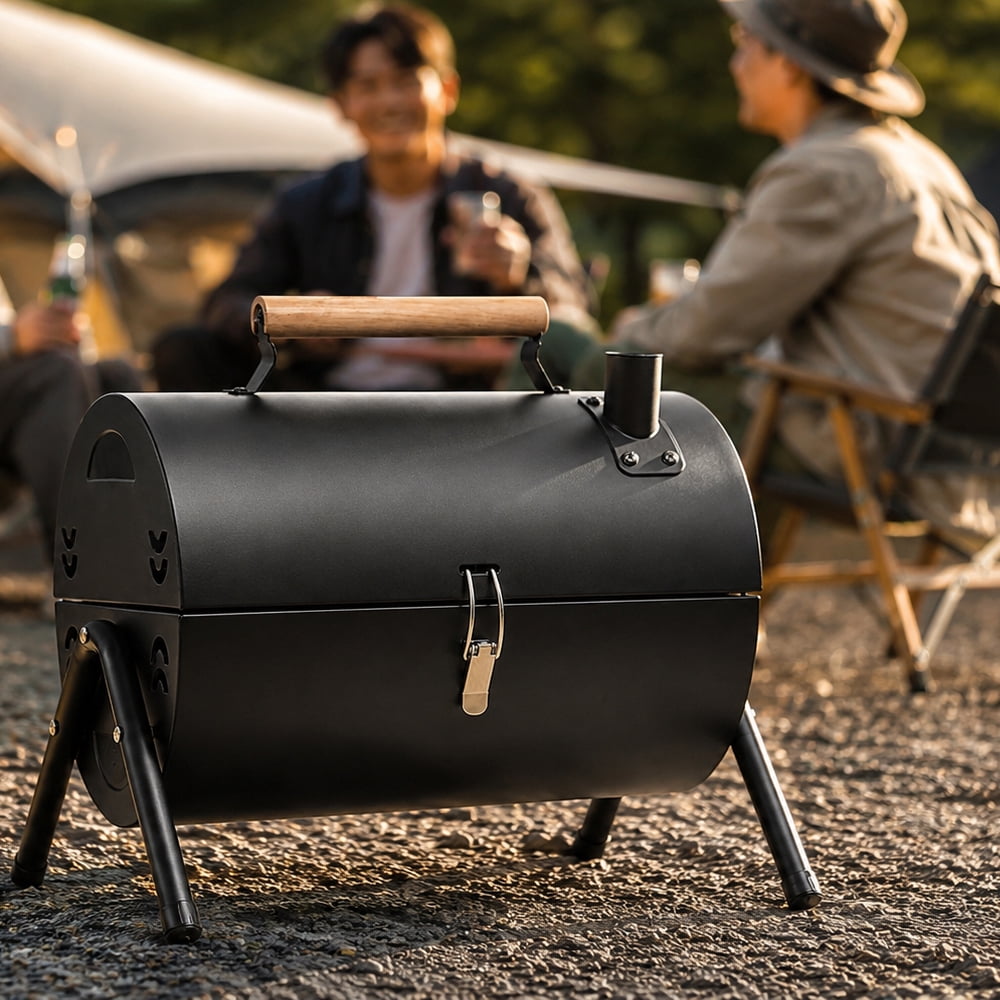 YOOKIA Portable Charcoal Grill, Foldable Outdoor BBQ for Camping and Tailgating (Black, 14 in x 10 in) gqx7s