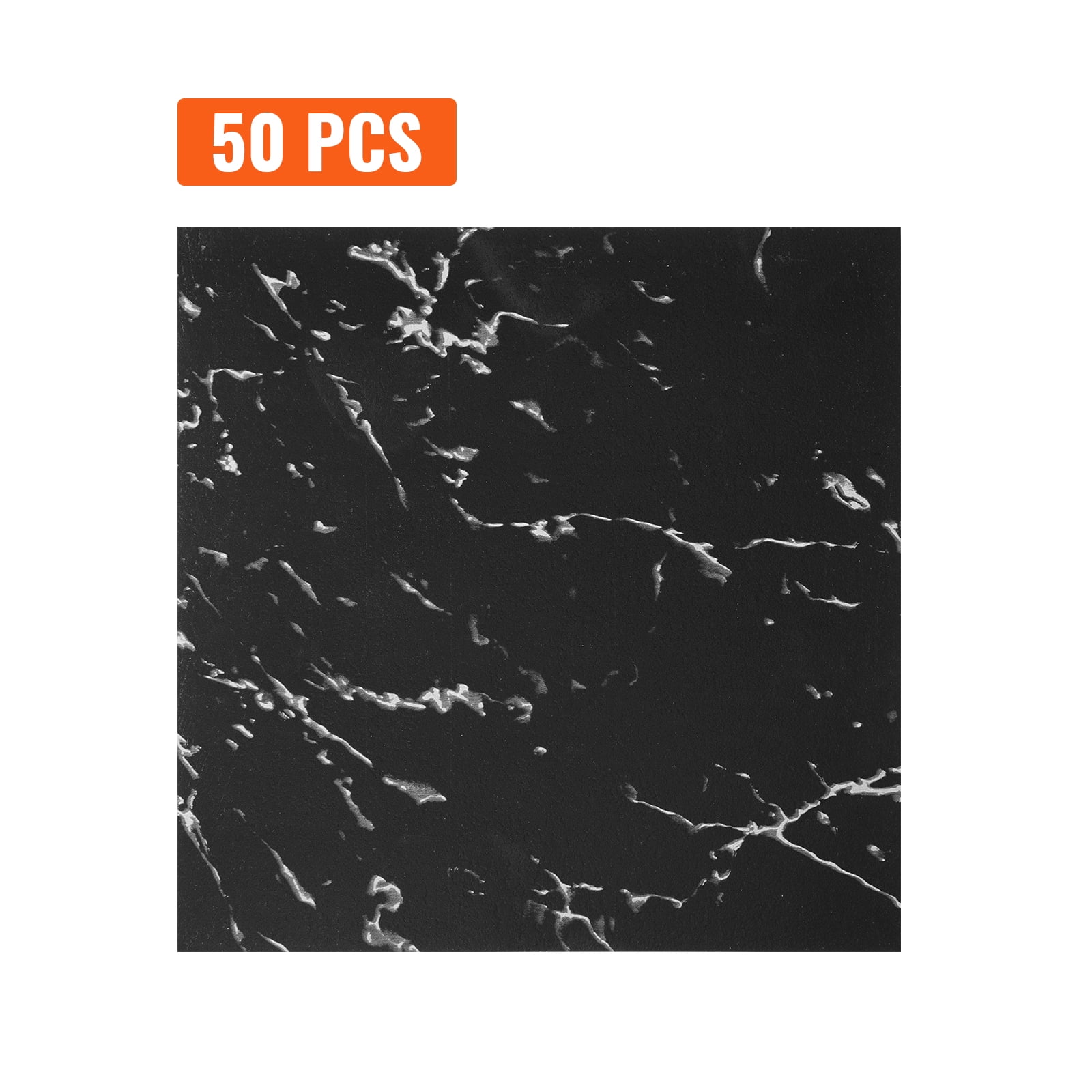 KFFKFF Self-Adhesive Vinyl Floor Tiles, Peel and Stick Flooring for Home Decor (Black Marble, 12 x 12 in, 50 Pack) n7gz4