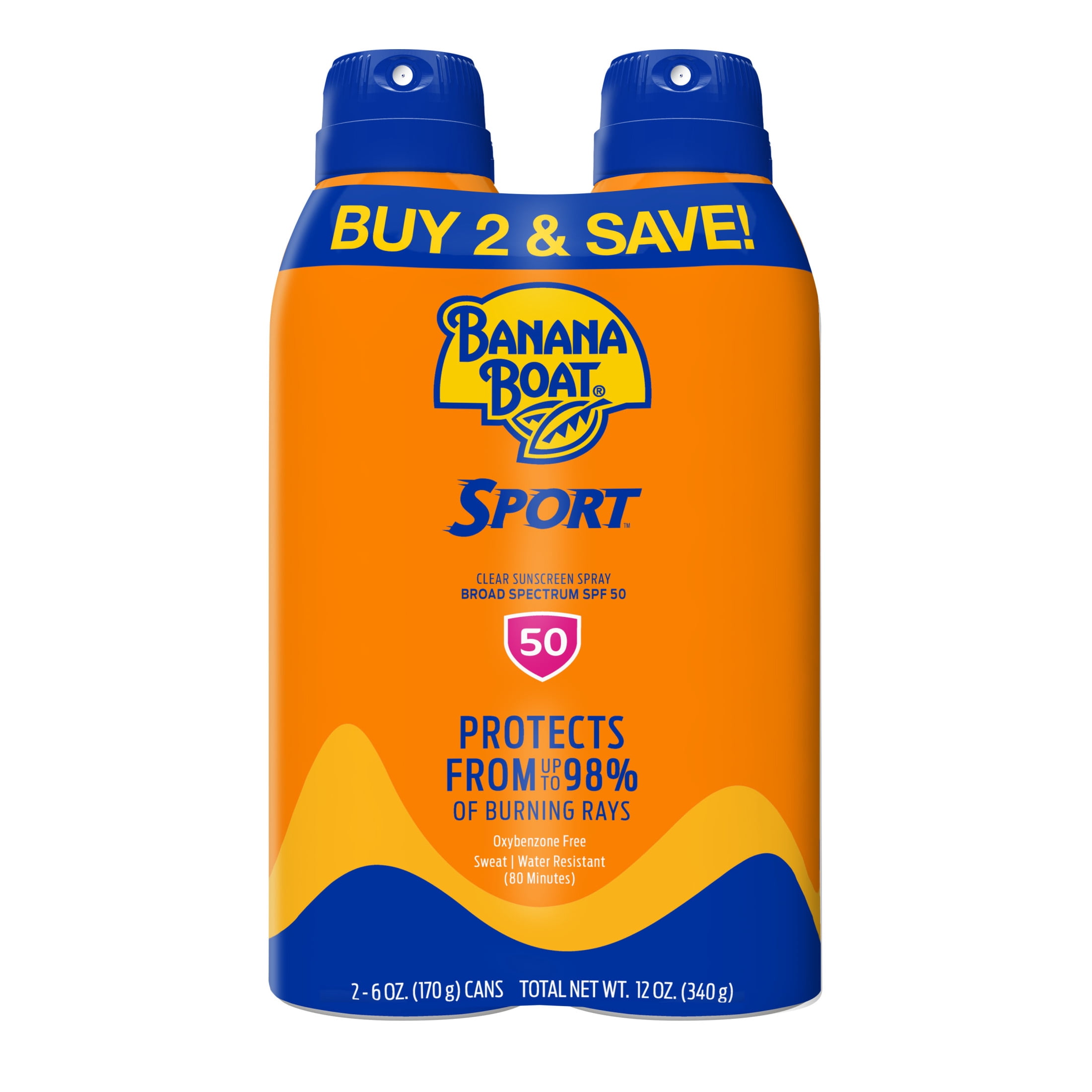 Banana Boat Sport Ultra Sunscreen Spray SPF 50 Broad Spectrum Protection (Twin Pack, 12 oz Total) 17gl9
