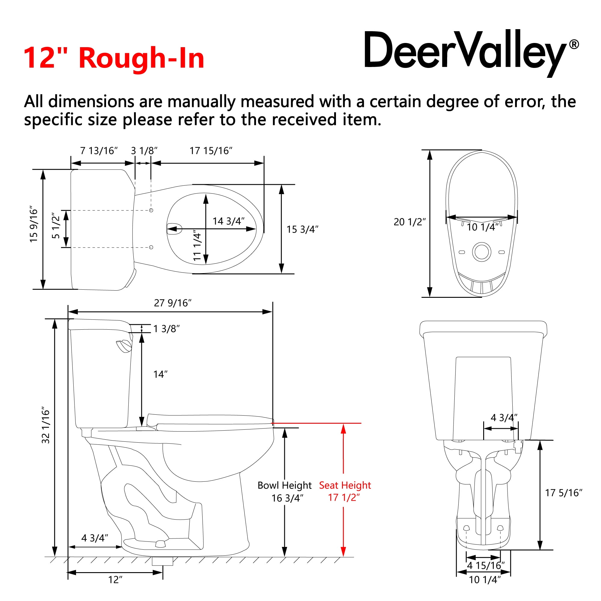 DeerValley 2-Piece Elongated Chair Height Toilet with Soft Close Seat (White, 1.28 GPF) 7mrc5