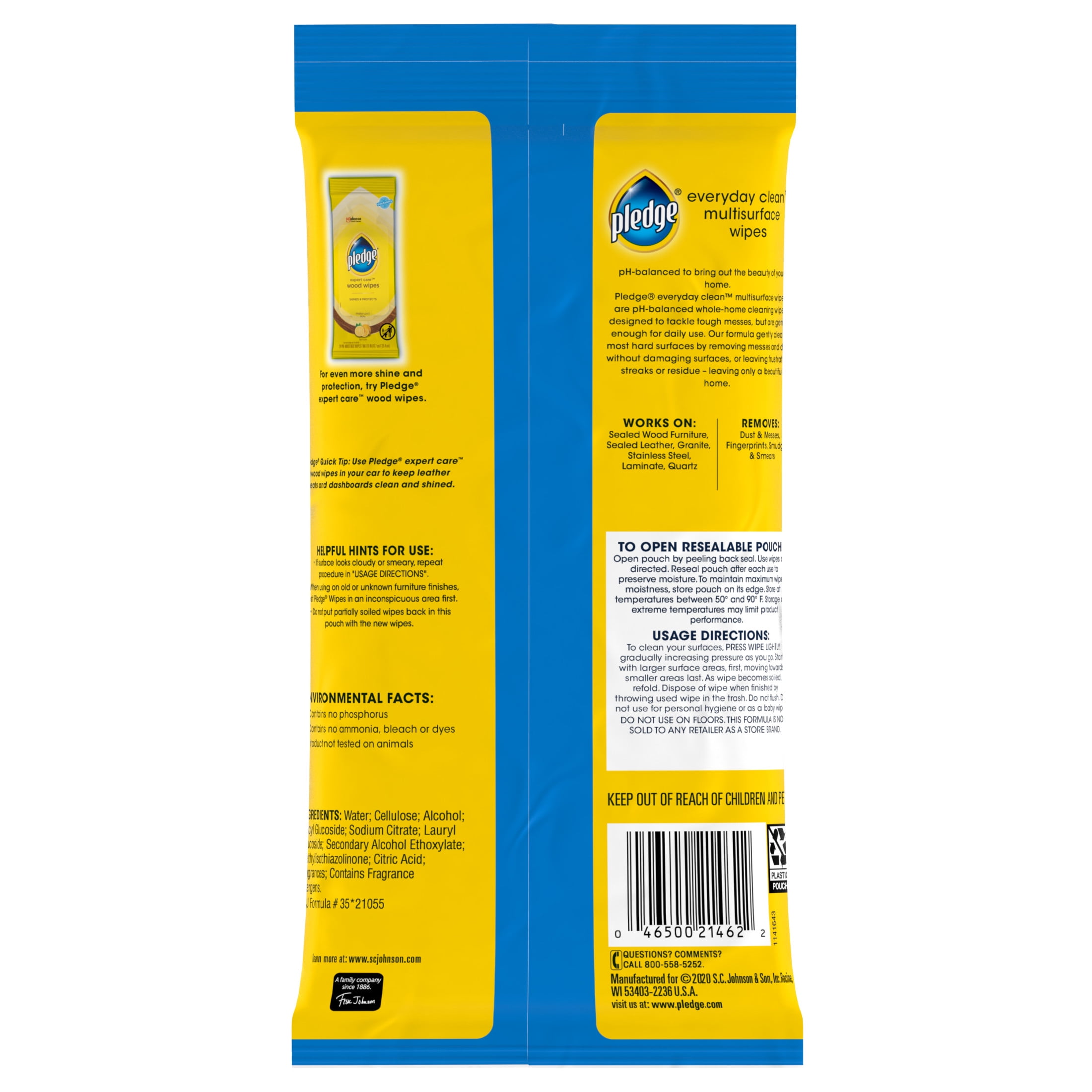 Pledge Multisurface Cleaning Wipes, pH Balanced, Fresh Citrus (25 Count) 40hdo