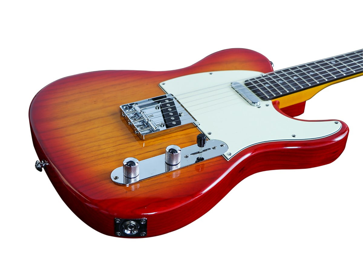 Monoprice Indio Retro DLX Plus Electric Guitar (Cherry Burst, Solid Ash Body, Maple Neck, Includes Gig Bag) zhubr - Image 5