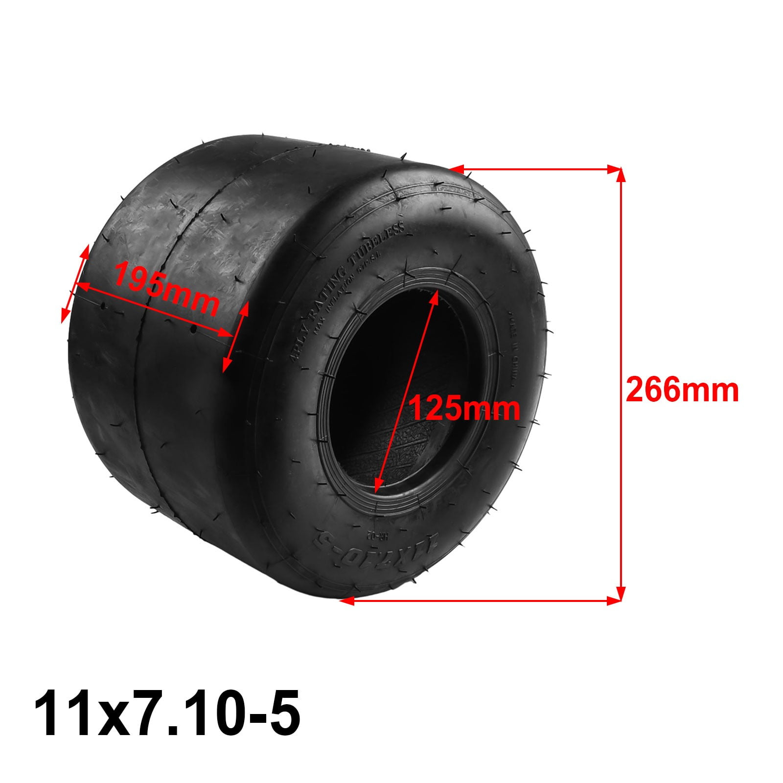 CAIJIEXI Go Kart Racing Tires Competitive Front and Rear Tubeless Rubber (11x7.10-5) lgg25