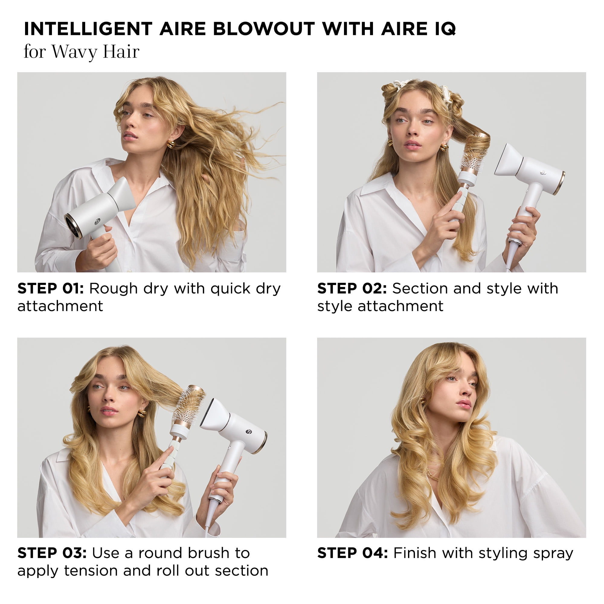 T3 Aire IQ Intelligent Hair Dryer with Heat ID Technology (Satin Blush, 1 Unit) ze5wj