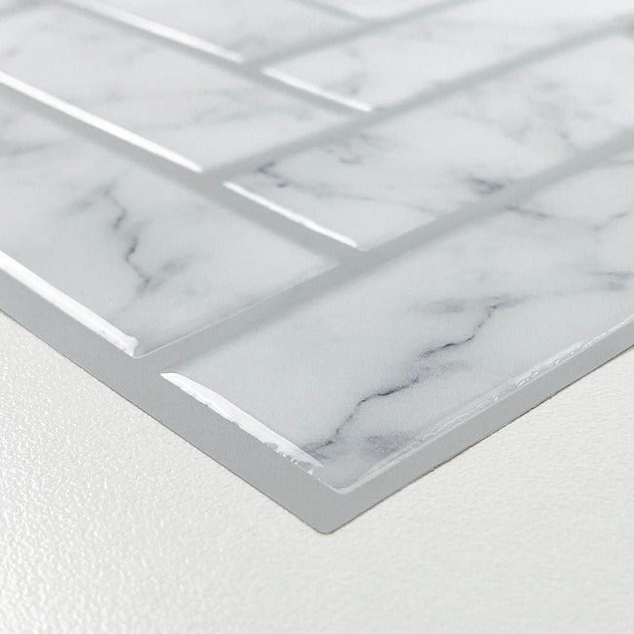 RoomMates Marble Herringbone Peel And Stick Backsplash (Grey, 4 Pack, 10.5 in x 10.5 in) j8qrn