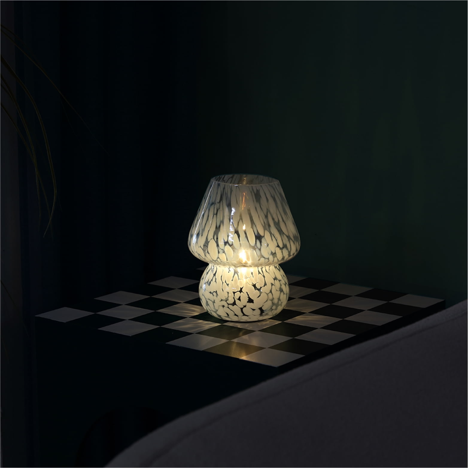Urban Shop Mushroom Table Lamp, Tortoise Glass Accent Light (Blue, 8 in) 7tahg