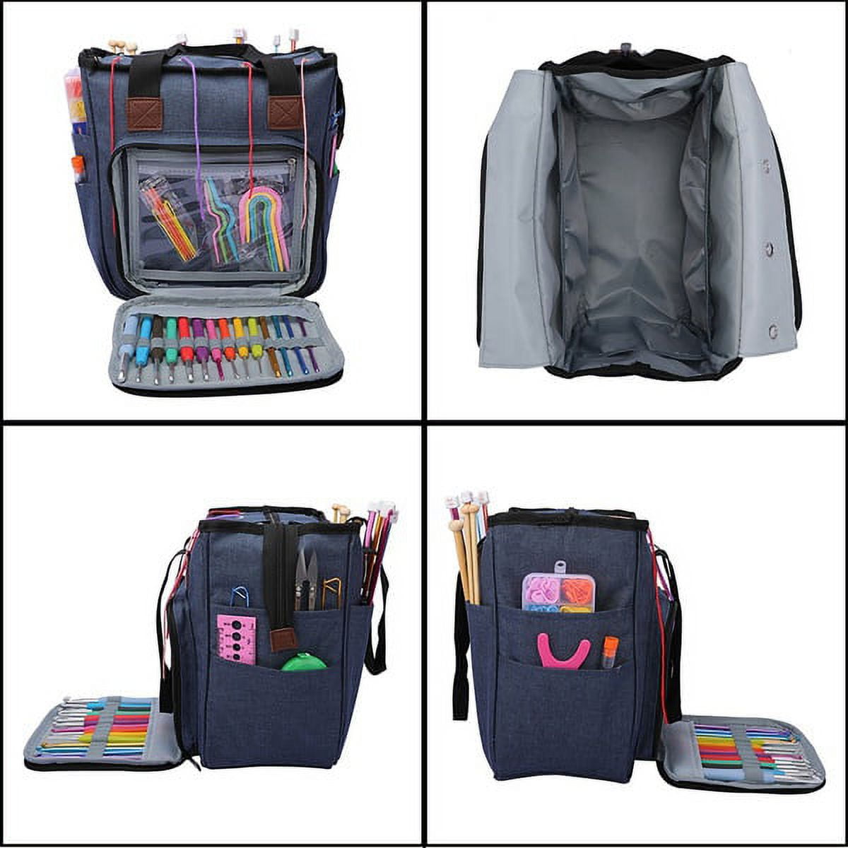 Jetcloudlive Yarn Storage Tote, Knitting Project Organizer Bag with Needle Compartments (Small, 5.7 in x 5.5 in) 6wxs1