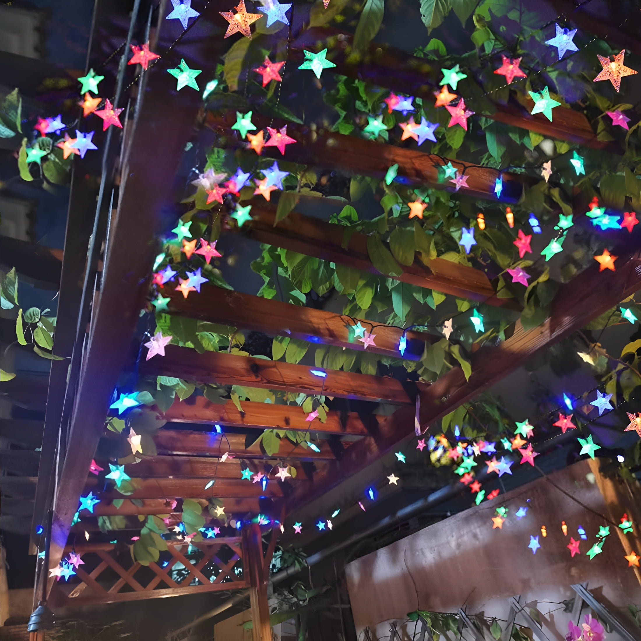 Hibibud Solar String Fairy Lights, Waterproof Star Twinkle Decorative Lighting for Patio and Garden (Multicolor, 23 ft) sud29