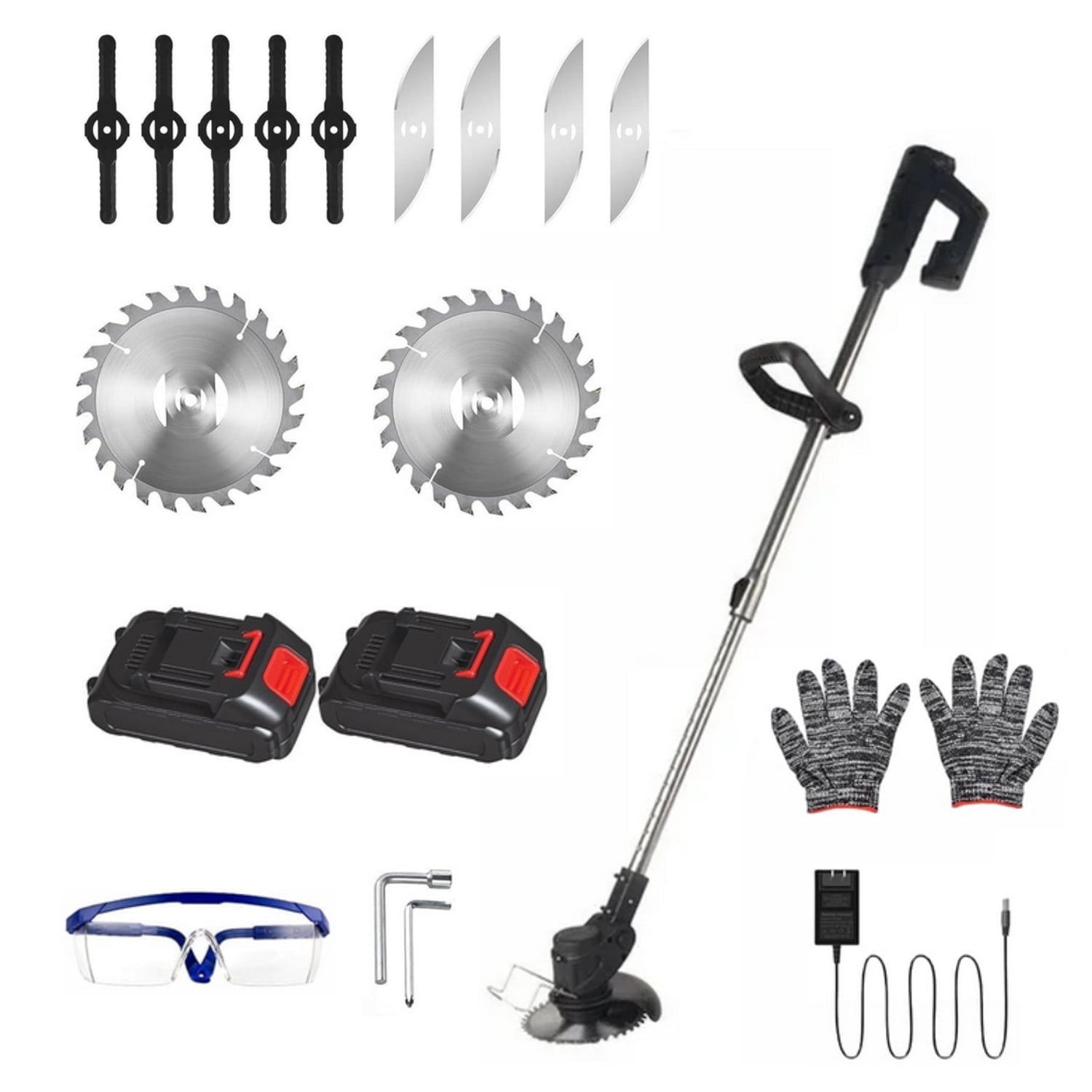 Paddsun Electric Cordless Grass String Trimmer and Lawn Edger with 24V Battery (24V, 2-Pack Battery) 2c9ef
