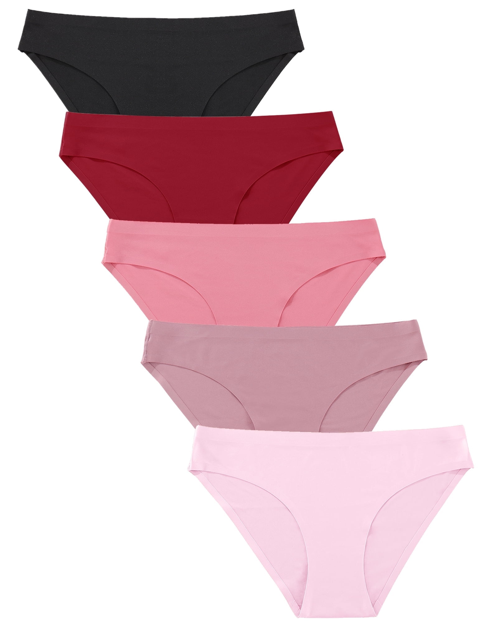 Finetoo Women's Seamless Bikini Panties No Show Stretch Underwear (Multi-Color, 5 Pack) z5z0n