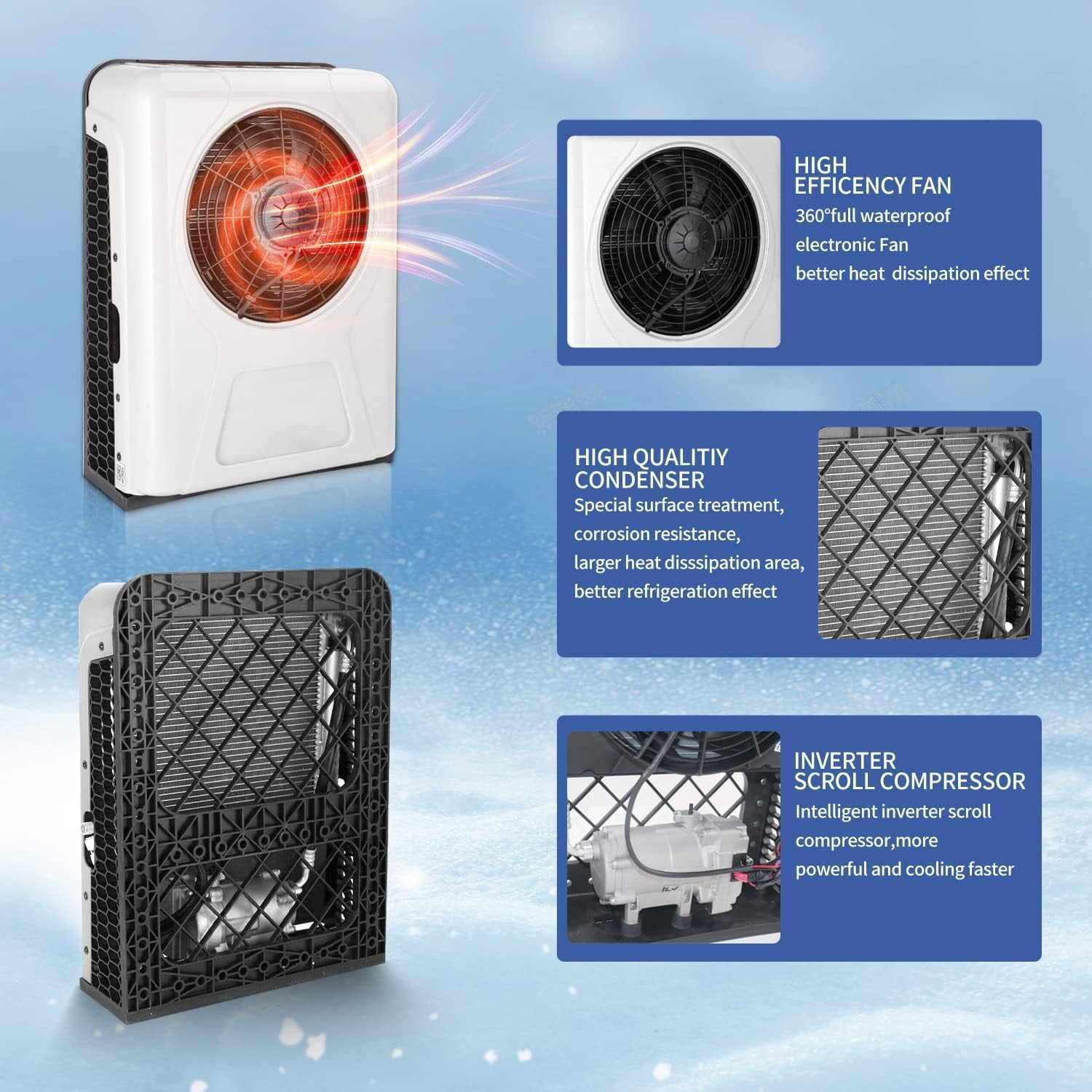 Aspligo 12V DC Electric Split Air Conditioner for RV Truck Camper Van (10500 BTU) 9zxez