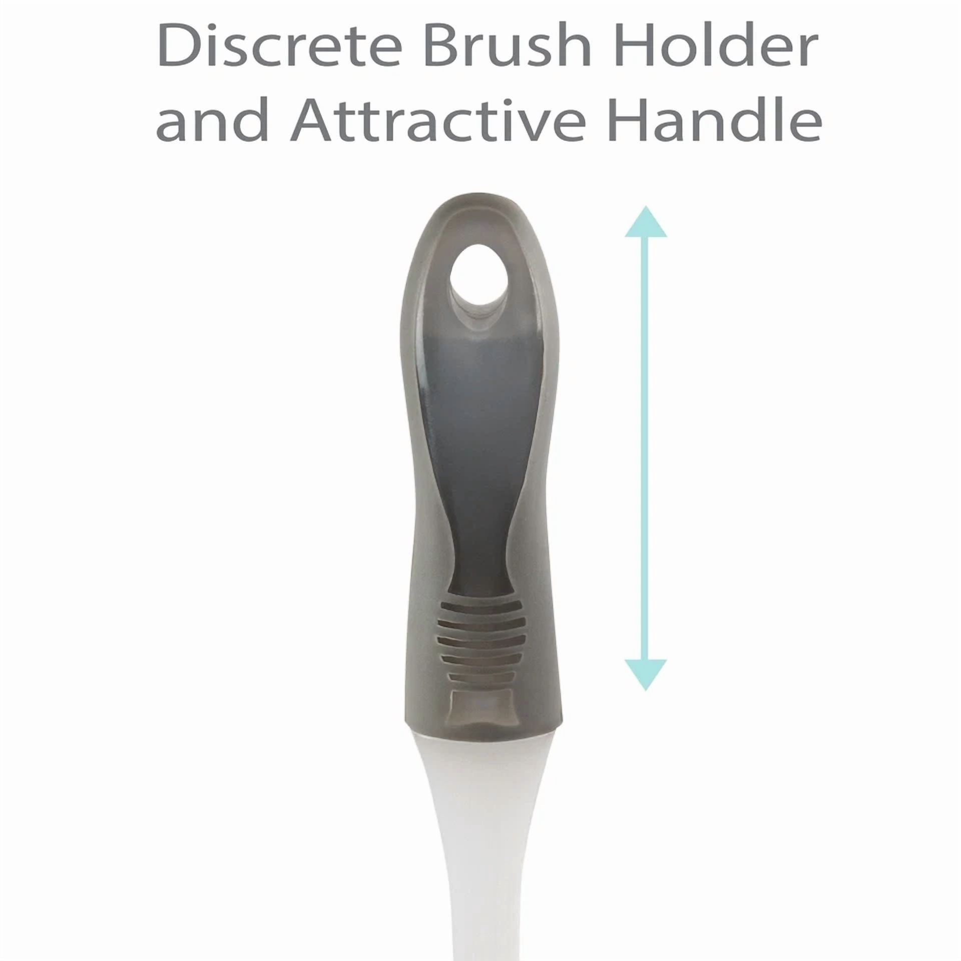 KLYNE Deluxe Toilet Bowl Brush and Holder Set (Gray, 15 in) 1l4n0