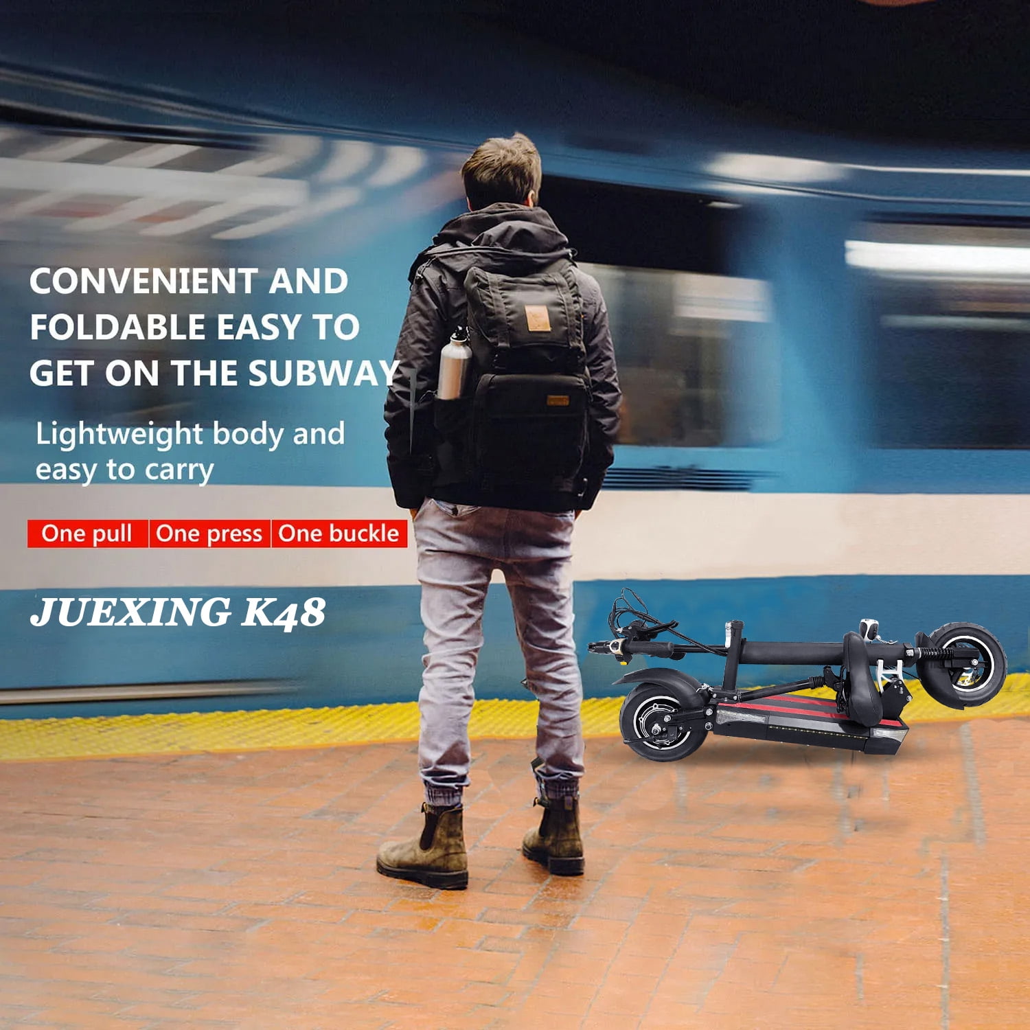 JUEXING Foldable Electric Scooter, 1200W Motor 35 MPH Commuter E-Scooter with Removable Seat (Black, 35 Miles Range) gvbd5