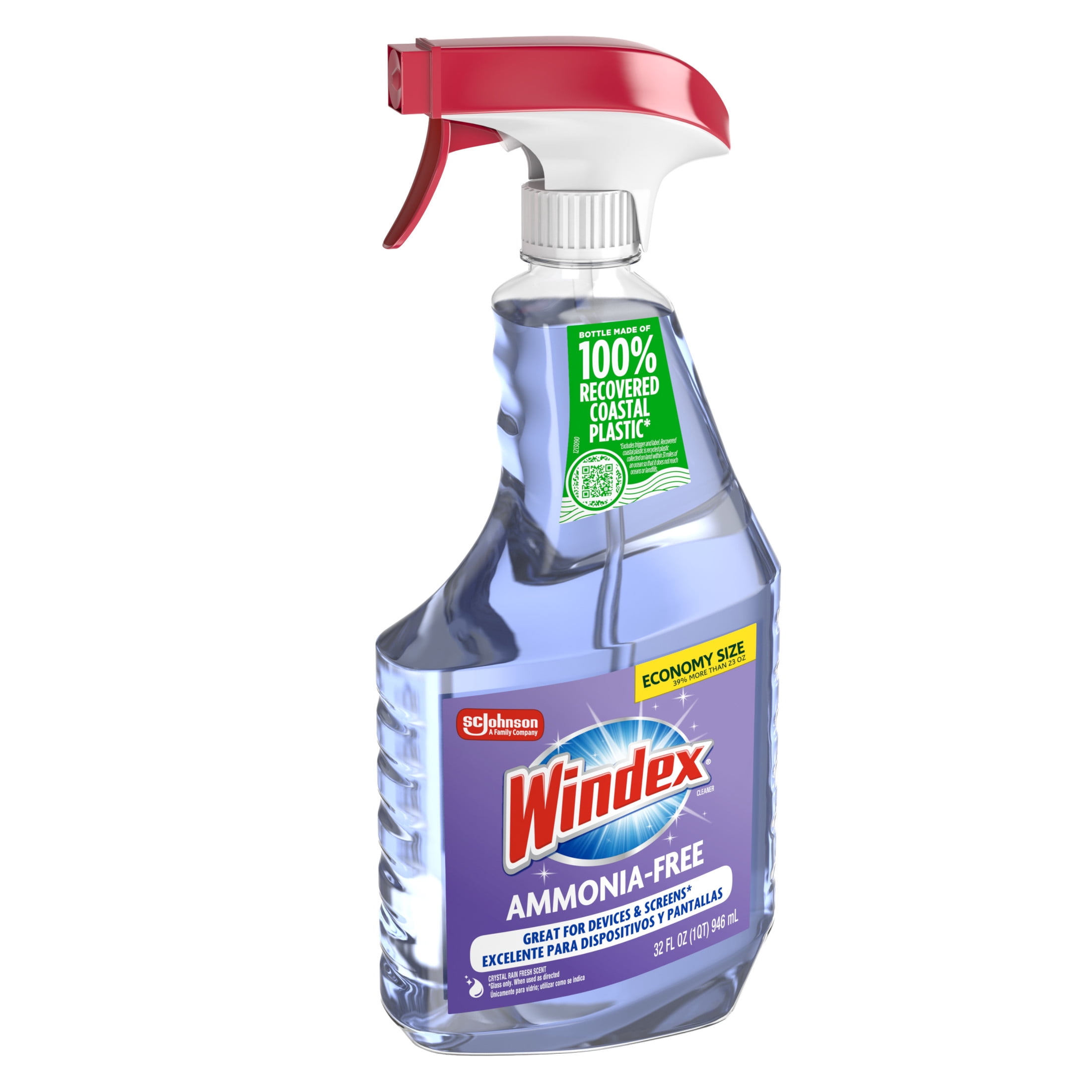 Windex Ammonia-Free Glass and Mirror Cleaner, Streak-Free Shine, Crystal Rain Scent (32 fl oz) jb9hu