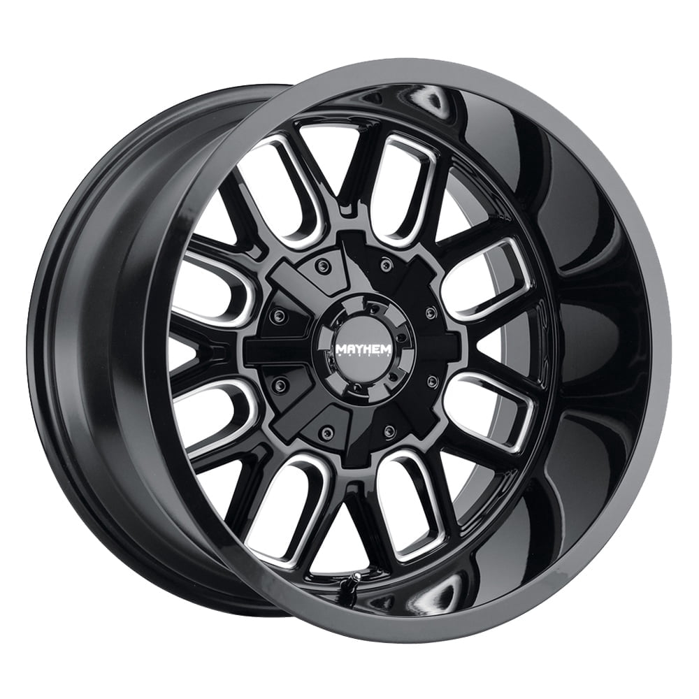Mayhem 8107 Cogent Wheel Gloss Black Milled Finish (20x10 in, 8x6.5 Bolt Pattern, -19mm Offset) dvfqs