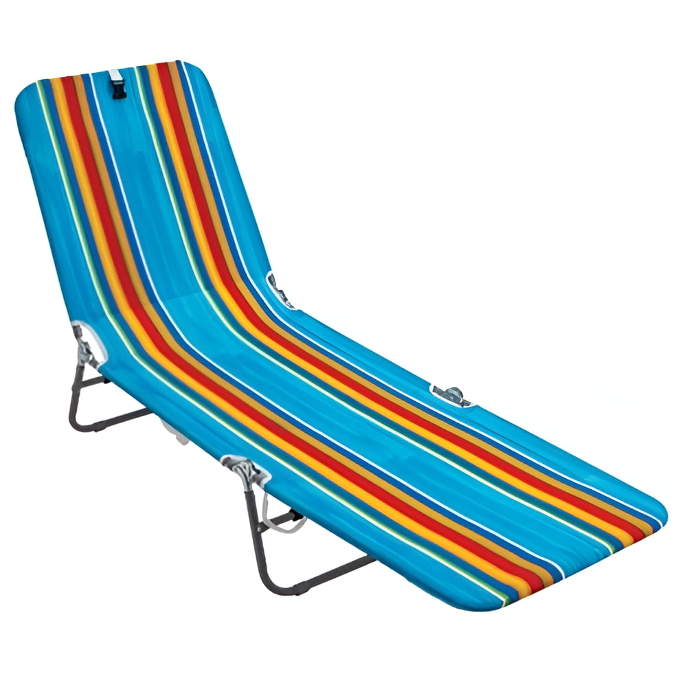 Rio Brands Backpack Chaise Lounger Adjustable Beach Chair (Silver, 72 in x 22 in) eadb1