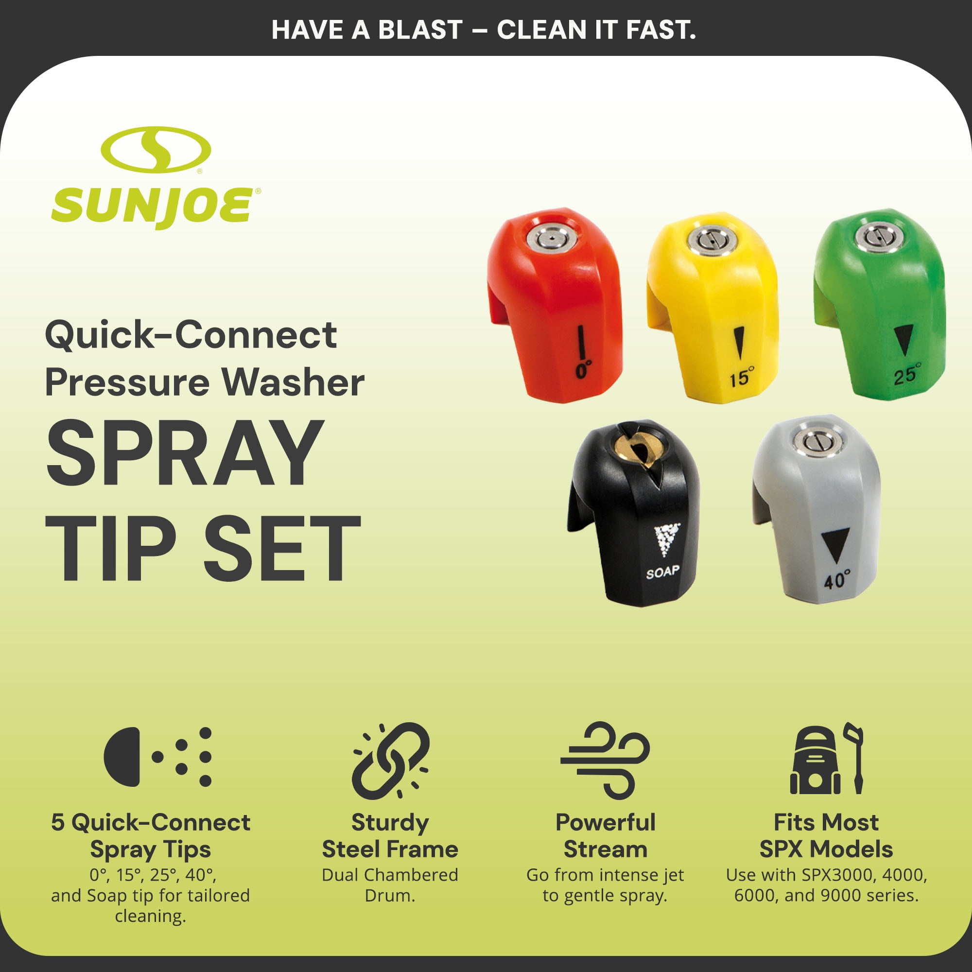 Sun Joe SPX3000-TPS Electric Pressure Washer Quick-Connect Spray Tip Set (Multicolor, 15-Piece Pack) 1j00d