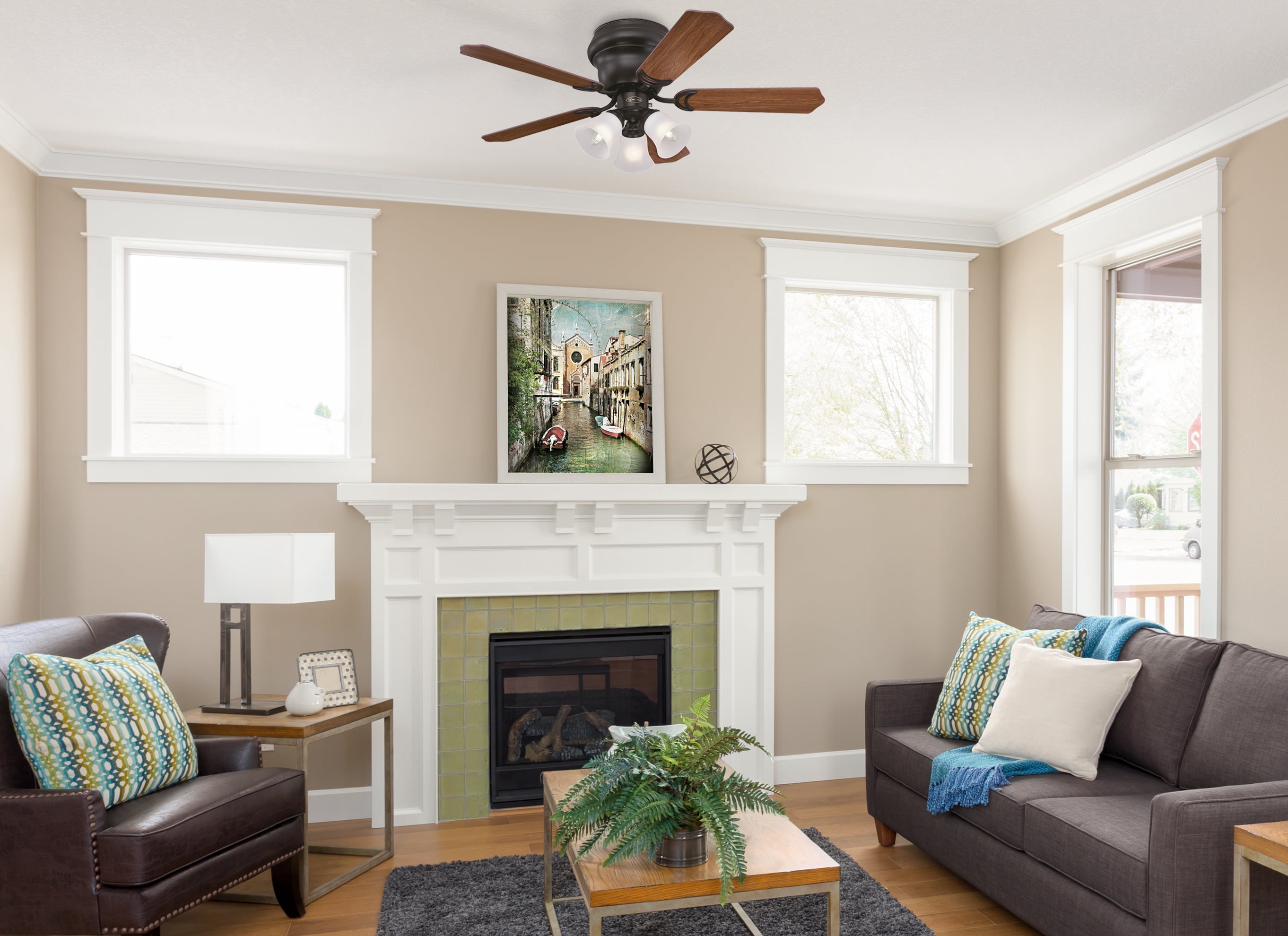 Westinghouse Contempra Trio 42 in. Ceiling Fan with Light, Oil Rubbed Bronze Finish, Reversible Blades (Dark Cherry/Walnut) 6xyto