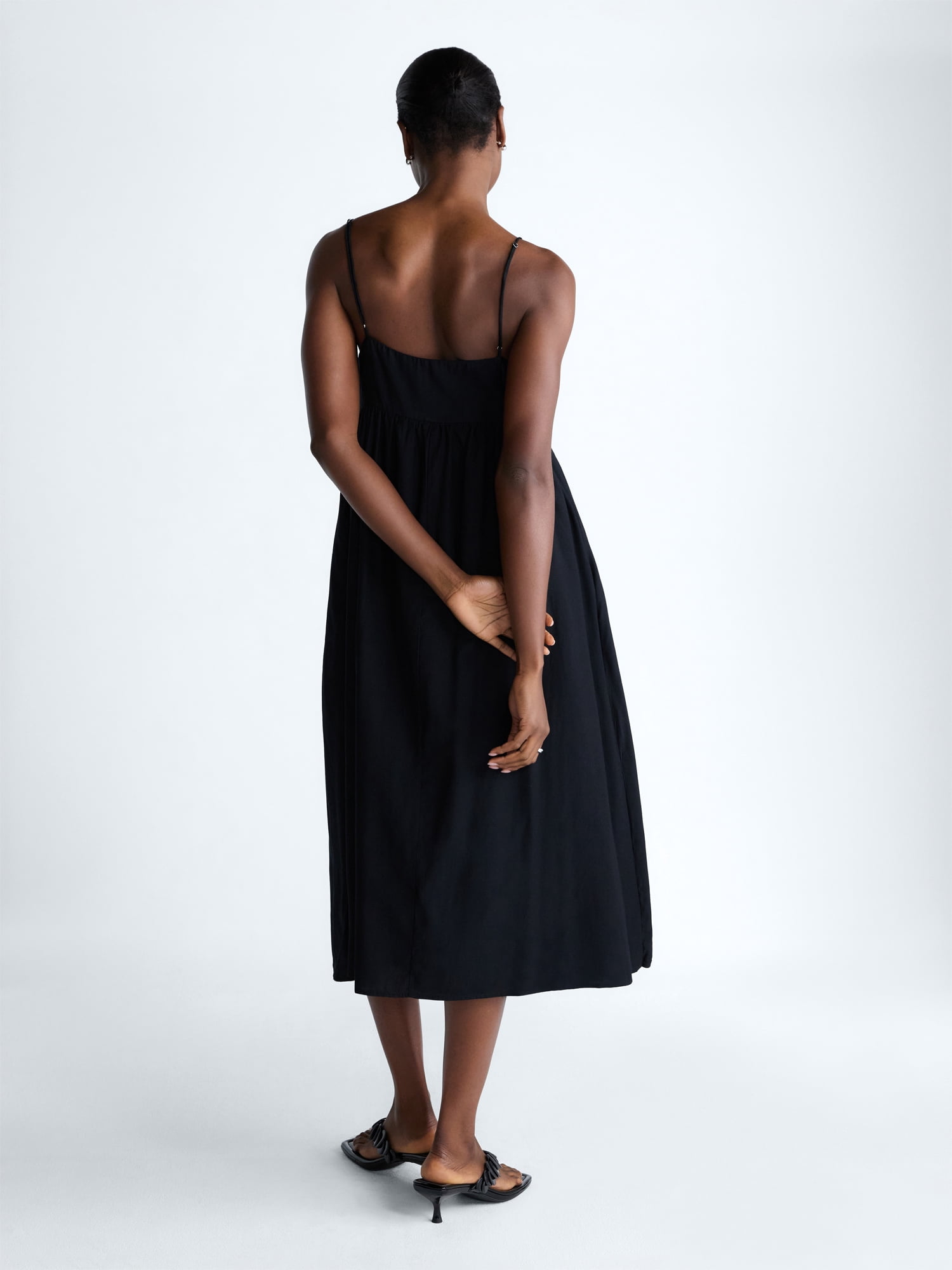 Scoop Women's Flowy Maxi Dress V-Neck Sleeveless A-Line Casual Gown (Black, XS) 040zr