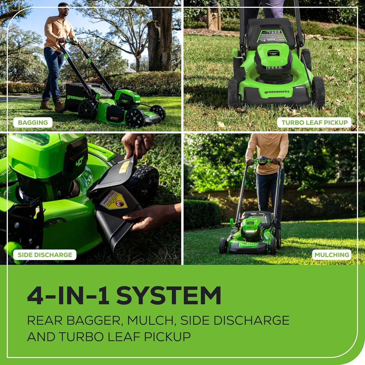Greenworks 40V 21 in Brushless Cordless Self-Propelled Lawn Mower (LED Headlight, 5.0Ah Battery and Charger Included) mjuj8