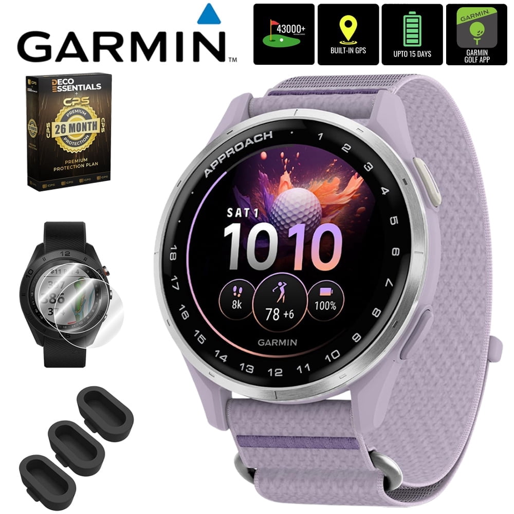 Garmin Approach J1 Golf Watch with Lilac ComfortFit Band (Silver, One Size) xp3se