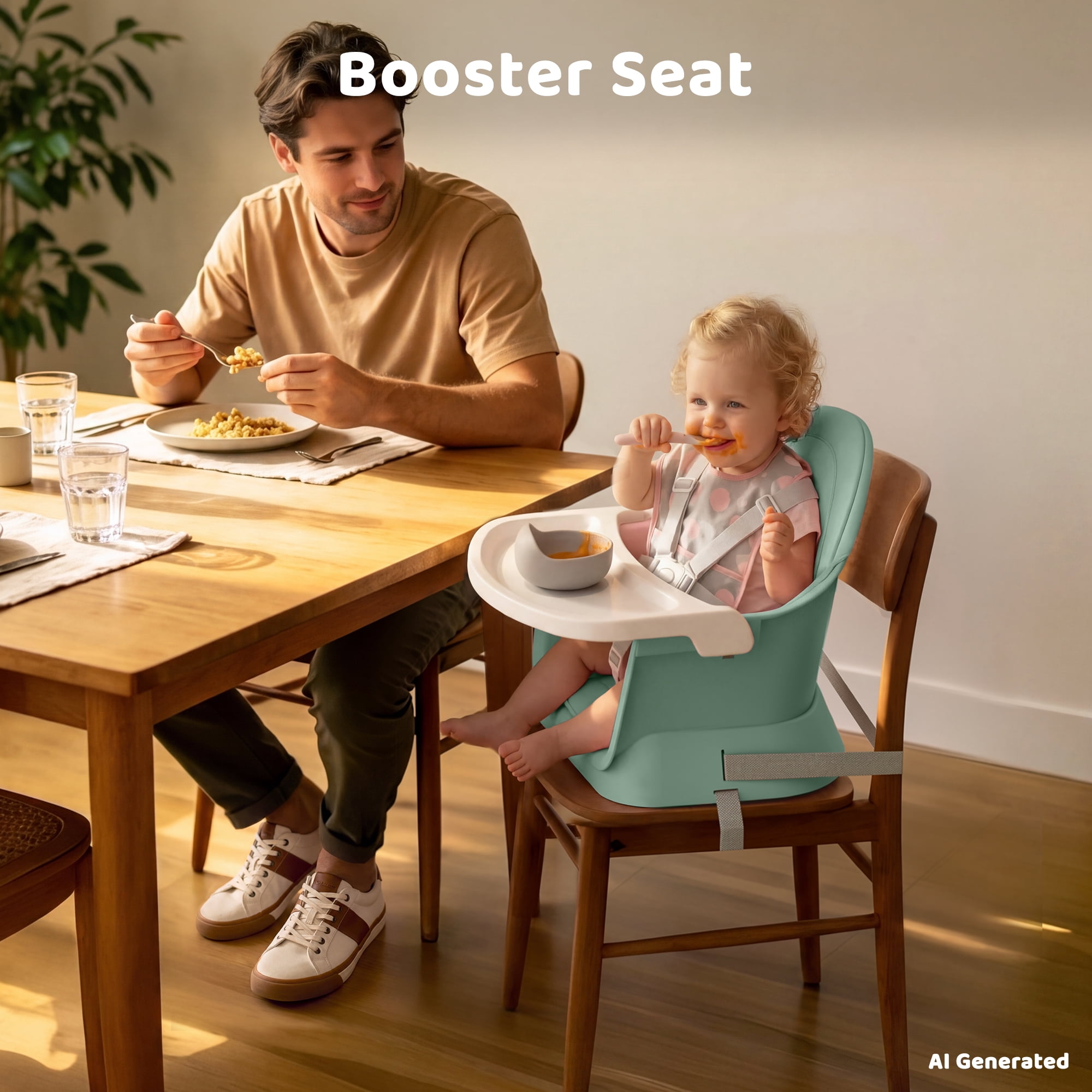 AILEEKISS 8-in-1 Convertible Baby High Chair and Toddler Booster Seat (Green) cjk8r