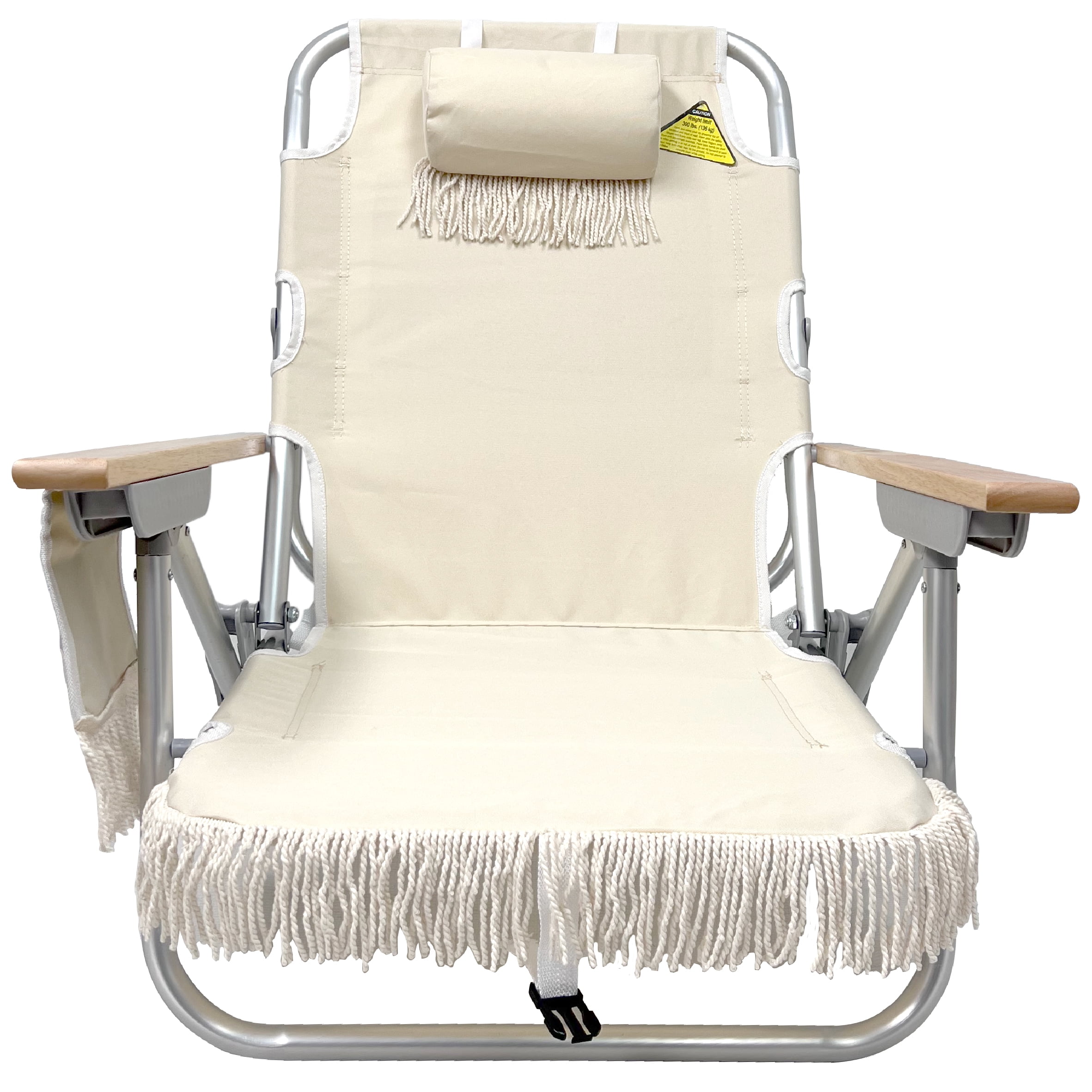 EasyGo Products Backpack Beach Chair with 5-Position Recline and Storage (Tan, 28 in x 30 in x 24 in) cq582